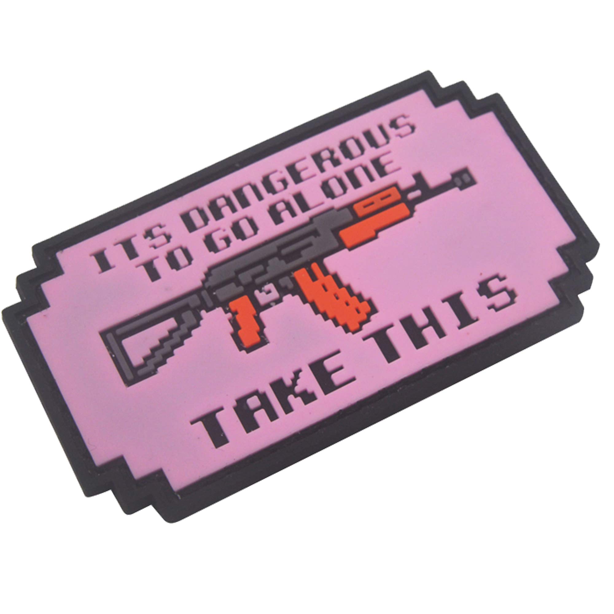 It's Dangerous to Go Alone Patch 3D Tactical Military PVC Rubber Patches with Hook and Loop Backing Badges 2PCS (Pink) - Image 4
