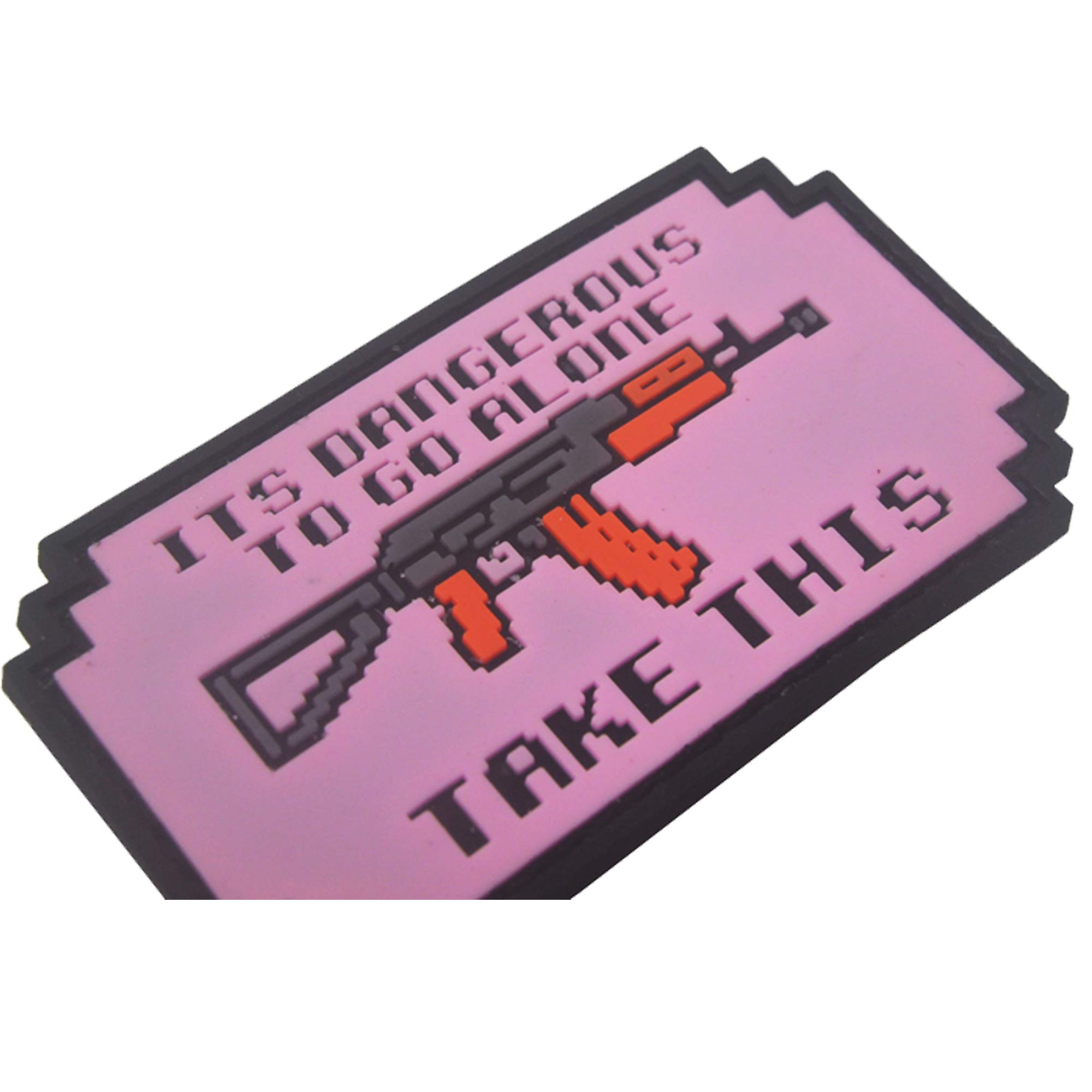 It's Dangerous to Go Alone Patch 3D Tactical Military PVC Rubber Patches with Hook and Loop Backing Badges 2PCS (Pink) - Image 5