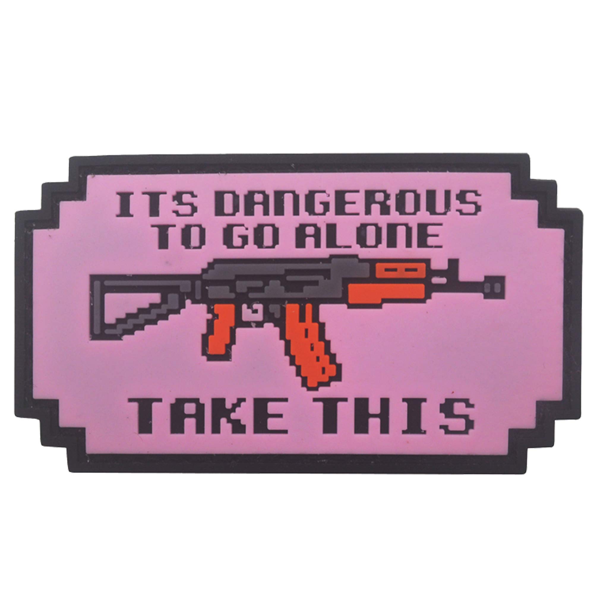 It's Dangerous to Go Alone Patch 3D Tactical Military PVC Rubber Patches with Hook and Loop Backing Badges 2PCS (Pink) - Image 6