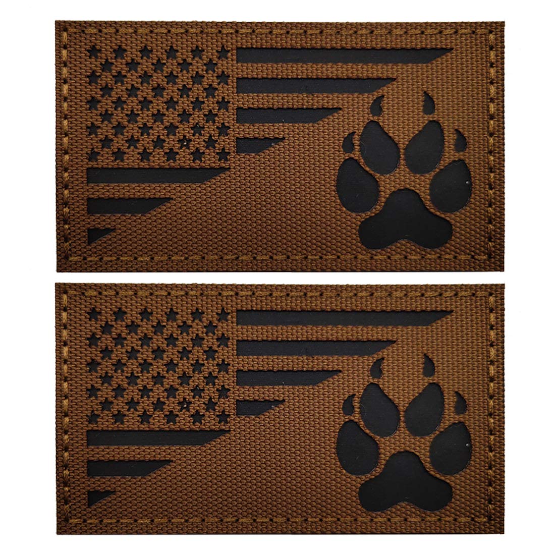 K9 Dog Handler K-9 USA Flag Infrared Tactical Embroidered Patch Applique with Hook and Loop Fastener Backing for Medium and Large Animal Vests Harnesses (Coyote)