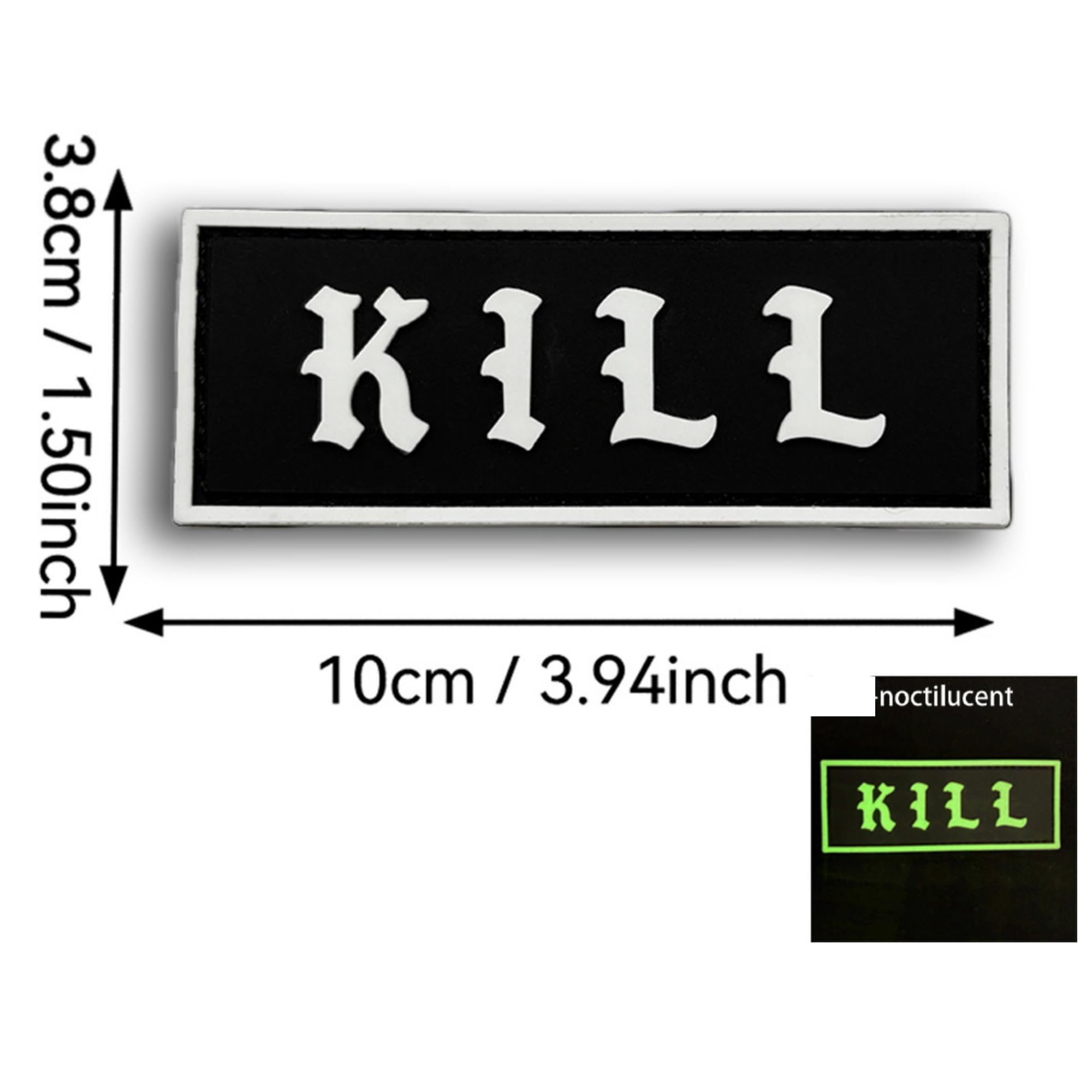 Kill PVC Morale Patch, 3D Rectangular Tactical Badge with Hook and Loop Backing, 3.94 x 1.50 Inch, Armband Backpack Sticker (Multicolored) - Image 2