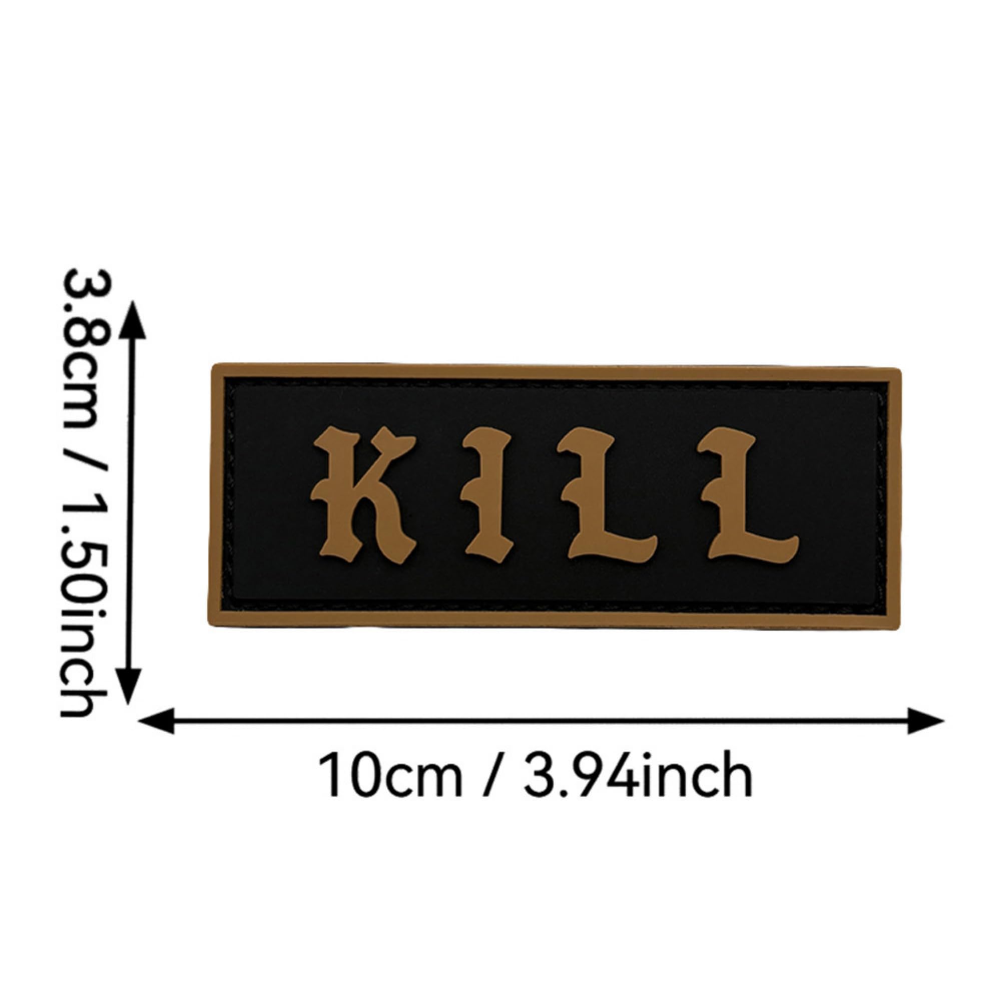 Kill PVC Morale Patch, 3D Rectangular Tactical Badge with Hook and Loop Backing, 3.94 x 1.50 Inch, Armband Backpack Sticker (Multicolored) - Image 3