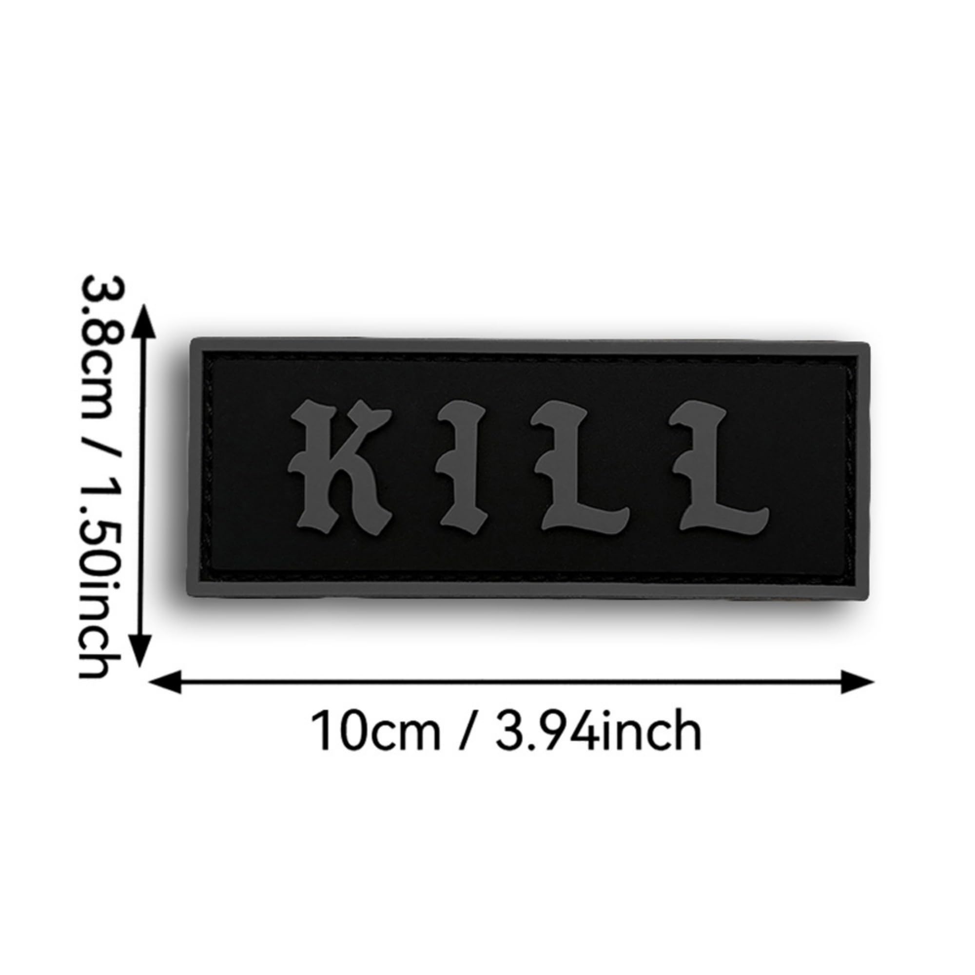 Kill PVC Morale Patch, 3D Rectangular Tactical Badge with Hook and Loop Backing, 3.94 x 1.50 Inch, Armband Backpack Sticker (Multicolored) - Image 4