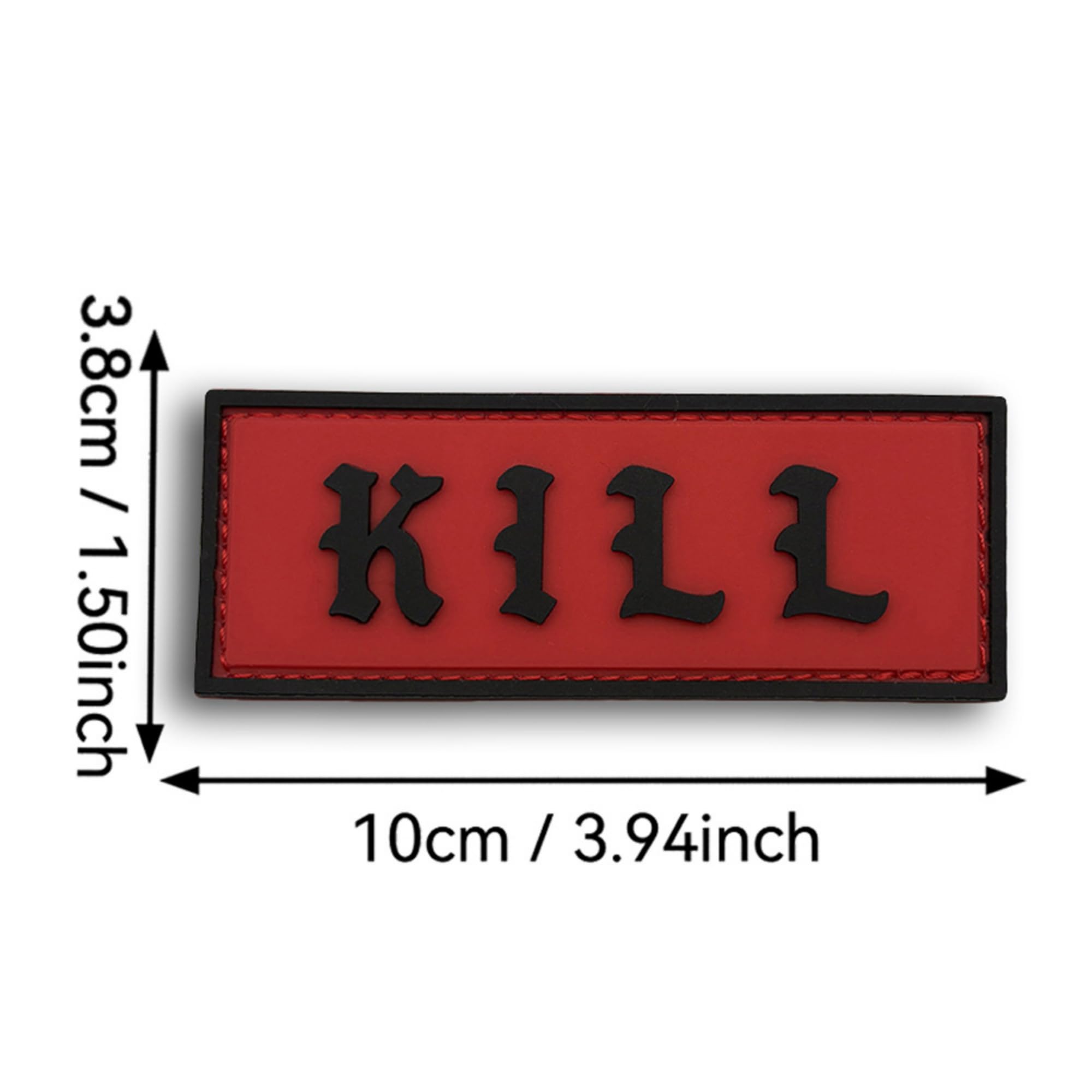 Kill PVC Morale Patch, 3D Rectangular Tactical Badge with Hook and Loop Backing, 3.94 x 1.50 Inch, Armband Backpack Sticker (Multicolored) - Image 5