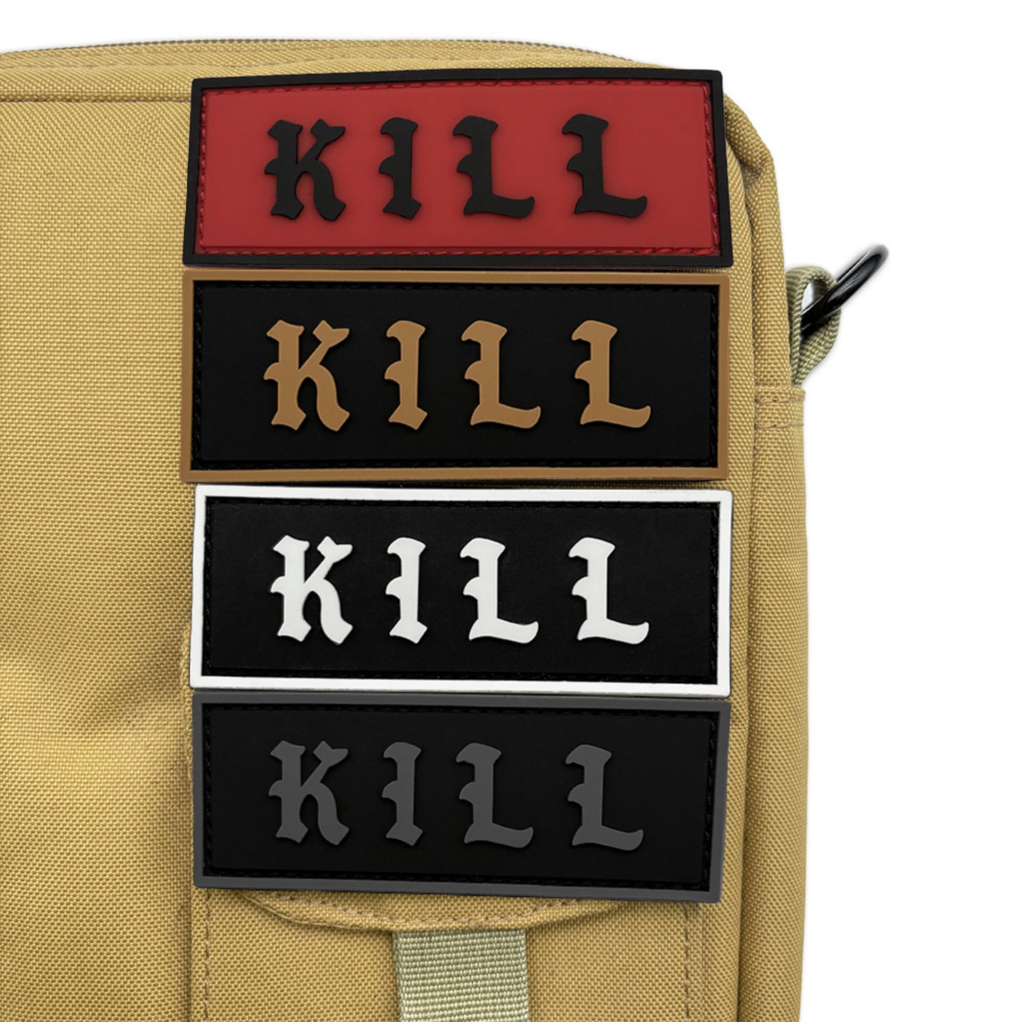 Kill PVC Morale Patch, 3D Rectangular Tactical Badge with Hook and Loop Backing, 3.94 x 1.50 Inch, Armband Backpack Sticker (Multicolored) - Image 8