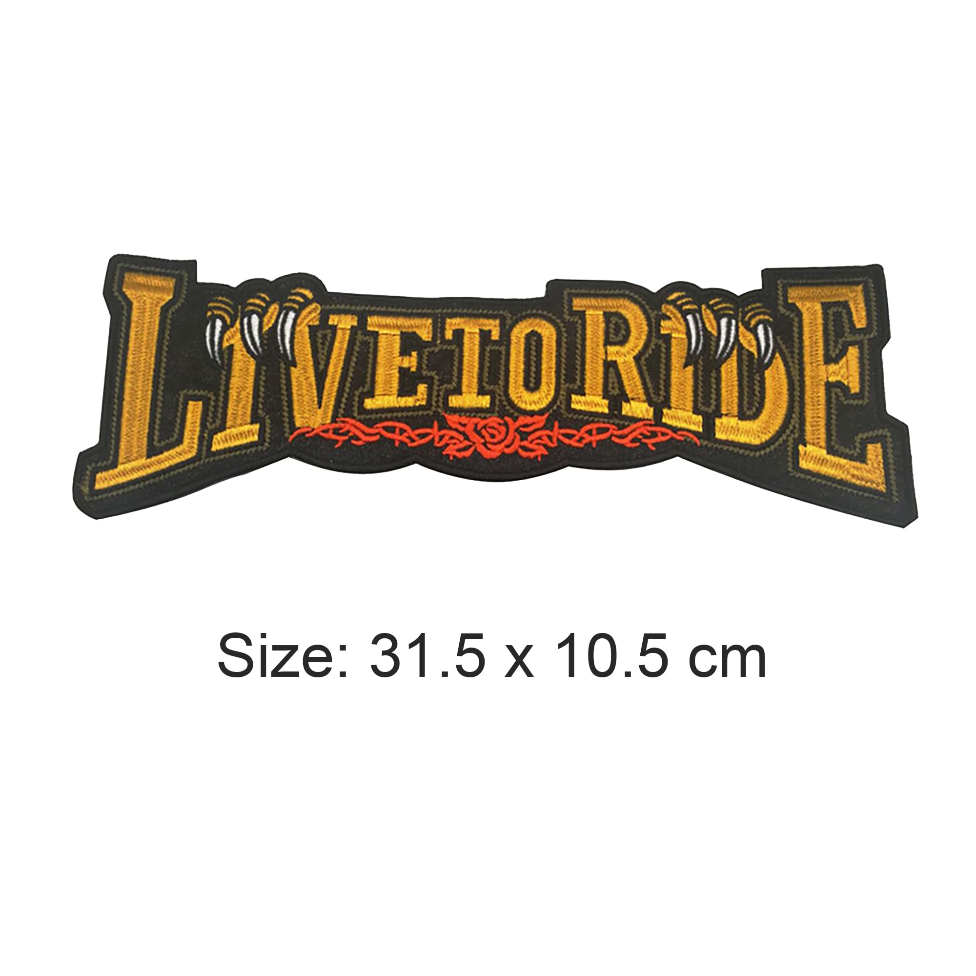 Large Embroidered Motorcycle Patches Set, Fabric Sew on Appliques, Live to Ride Design, American Classic Tradition, 2-Pieces - Image 2