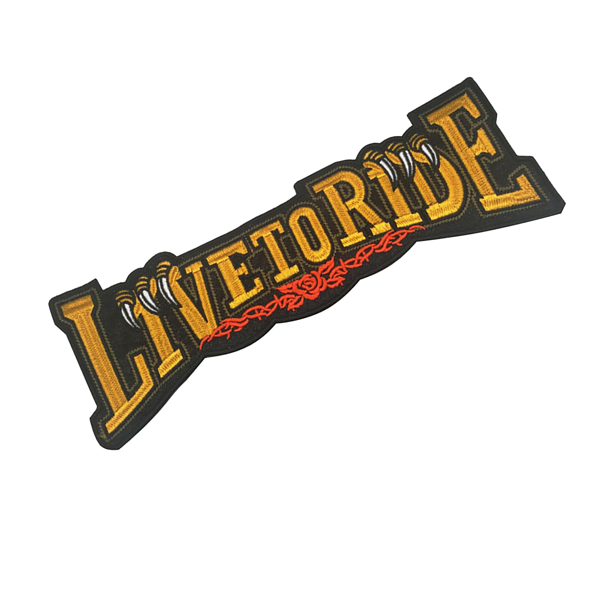 Large Embroidered Motorcycle Patches Set, Fabric Sew on Appliques, Live to Ride Design, American Classic Tradition, 2-Pieces - Image 4