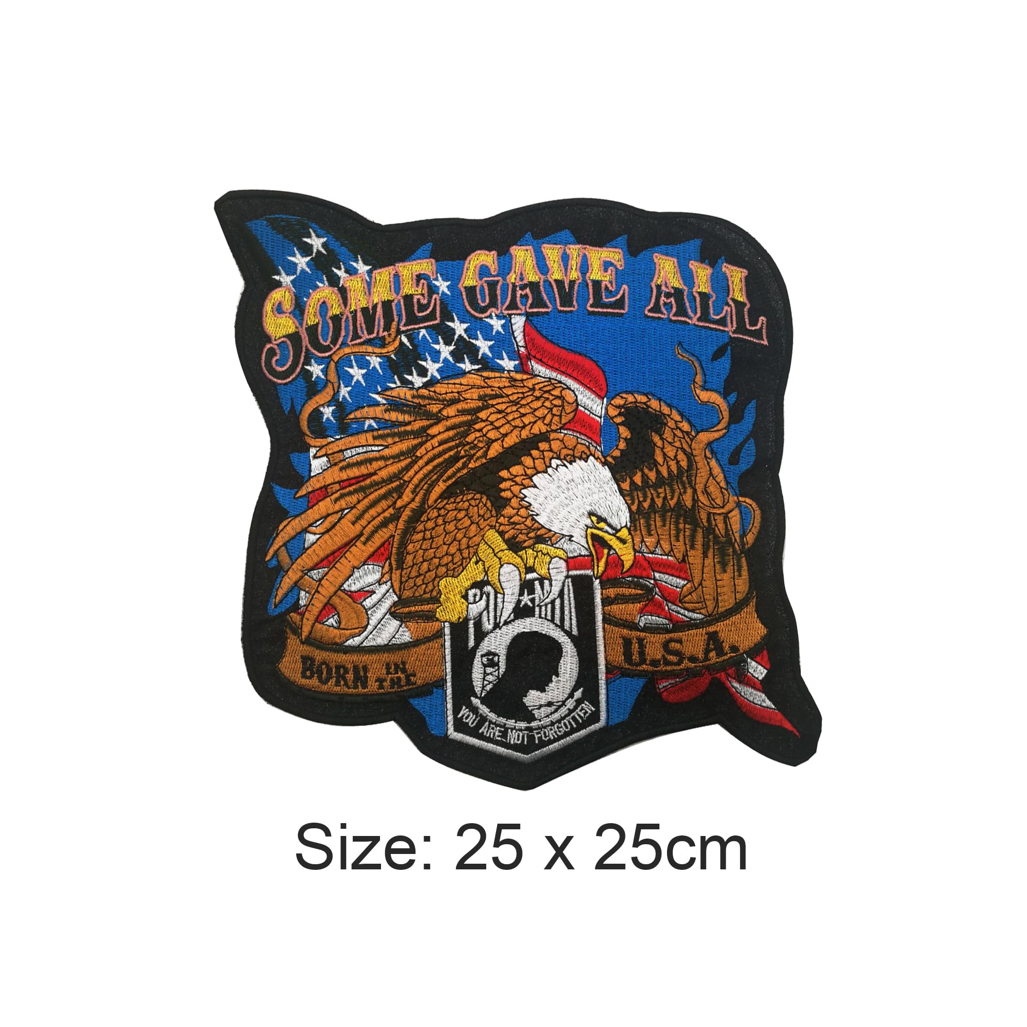 Large Embroidered Motorcycle Patches Set, Fabridc Sew on Appliques, Eagle POW MIA Design, Patriotic American Flag Theme, Live to Ride - Image 3