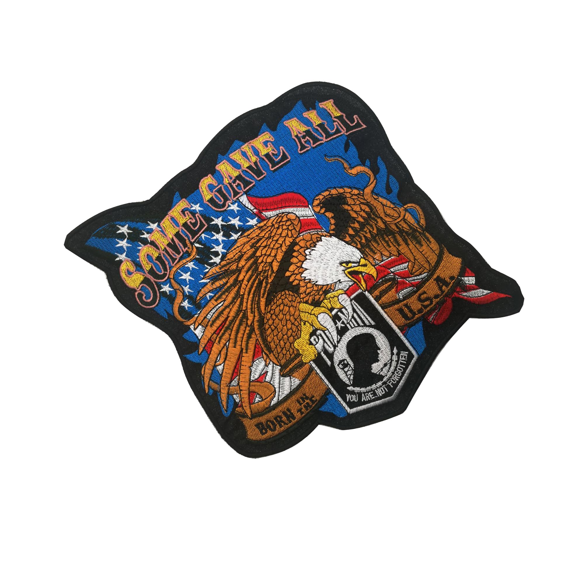Large Embroidered Motorcycle Patches Set, Fabridc Sew on Appliques, Eagle POW MIA Design, Patriotic American Flag Theme, Live to Ride - Image 4