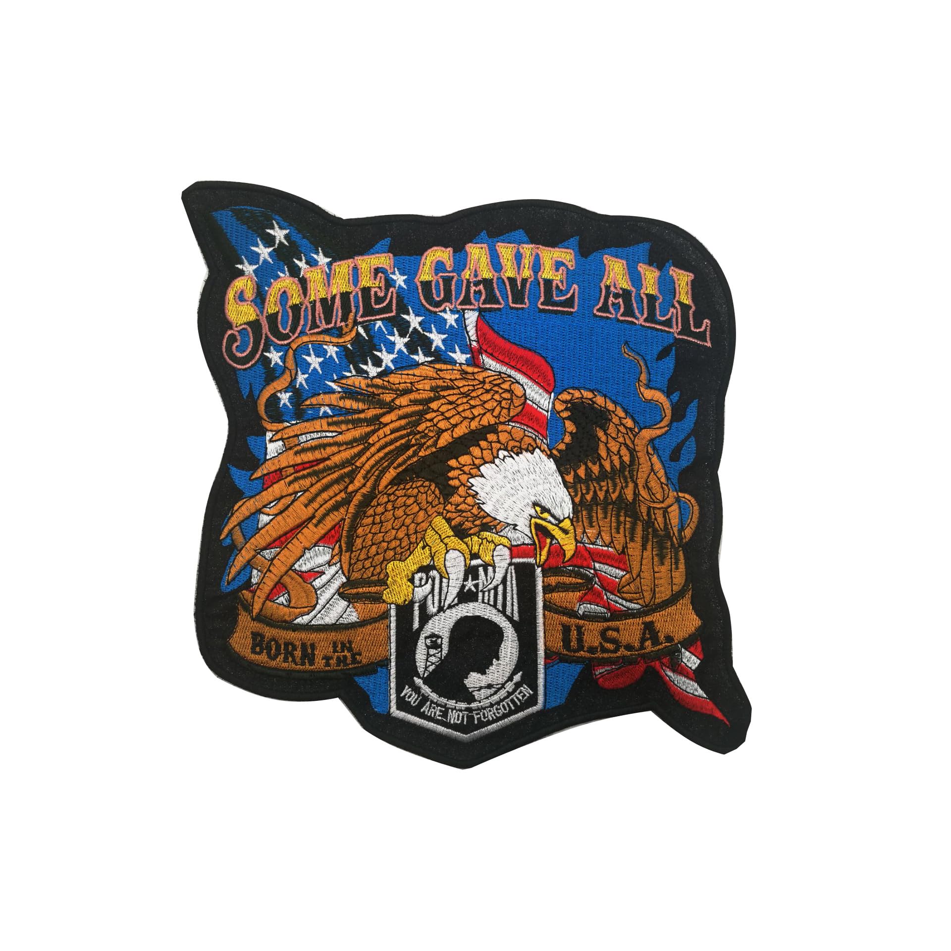 Large Embroidered Motorcycle Patches Set, Fabridc Sew on Appliques, Eagle POW MIA Design, Patriotic American Flag Theme, Live to Ride - Image 7