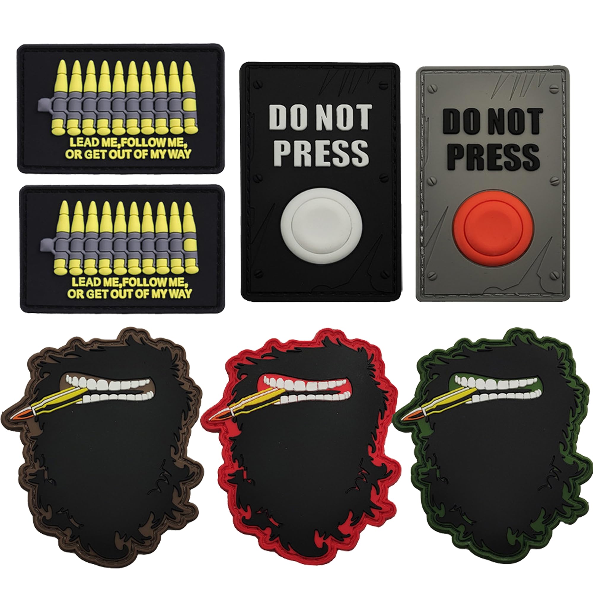 Lead Me Follow Me or Get Out of My Way PVC Patch with Bullet Design, Funny Applique Patches Tactical Military Emblem Badges Hook and Loop Backing, Black and Yellow, 3.15 x 1.97 Inch, 2-Pack - Image 4