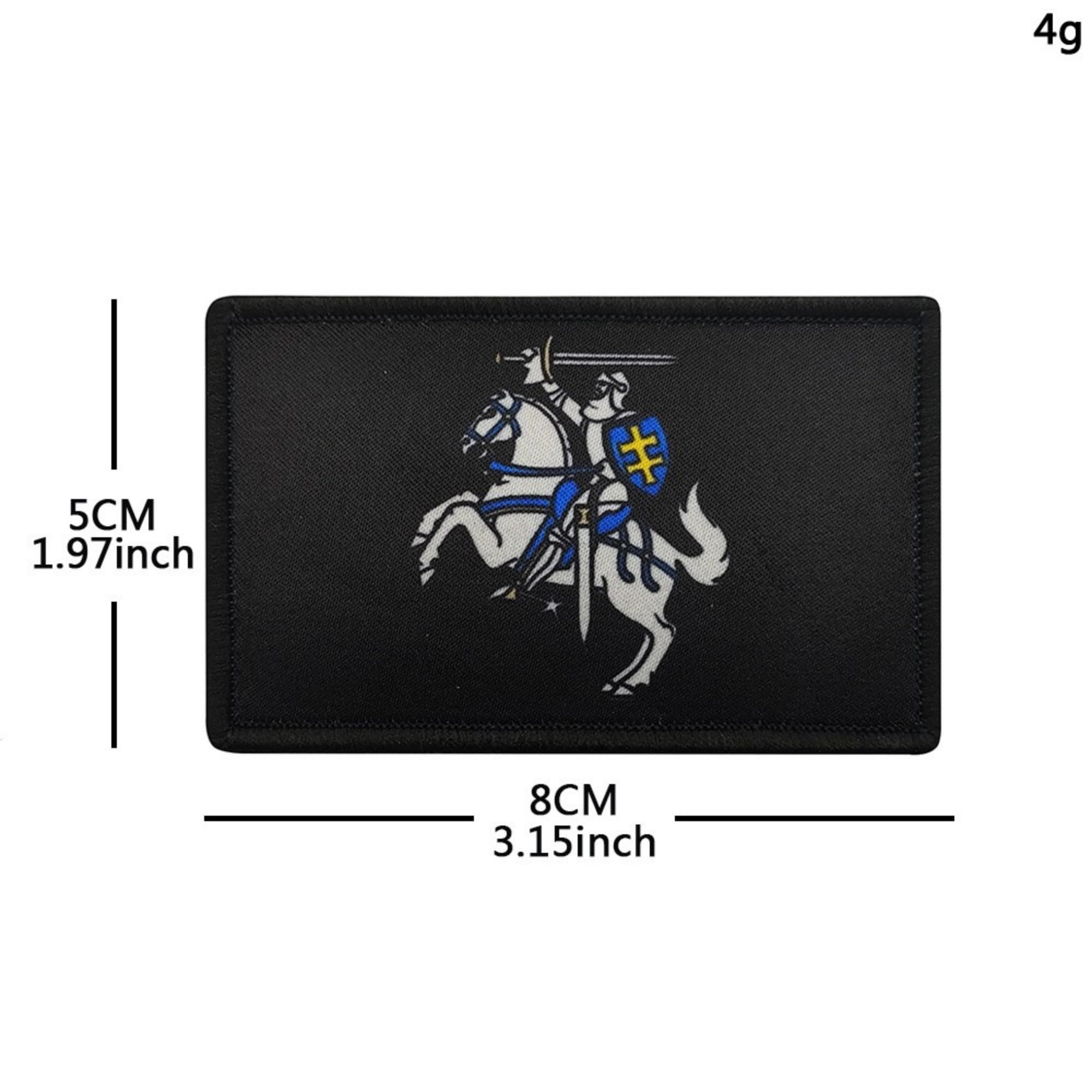 Lithuania Flag Embroidered Patch with Knight Emblem, Hook and Loop Backing, 3.15 x 1.97 Inches, 4 Pack - Image 2