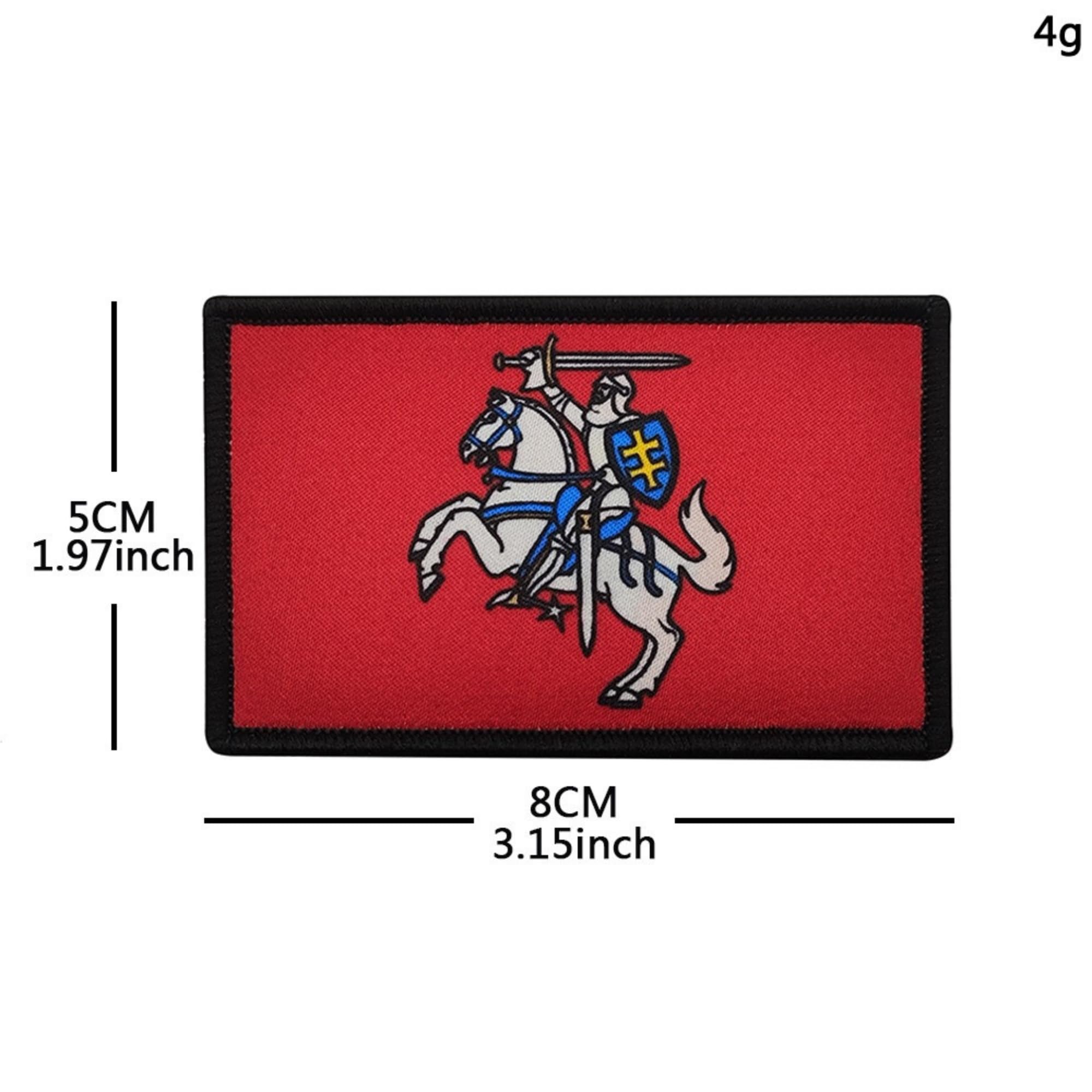 Lithuania Flag Embroidered Patch with Knight Emblem, Hook and Loop Backing, 3.15 x 1.97 Inches, 4 Pack - Image 3