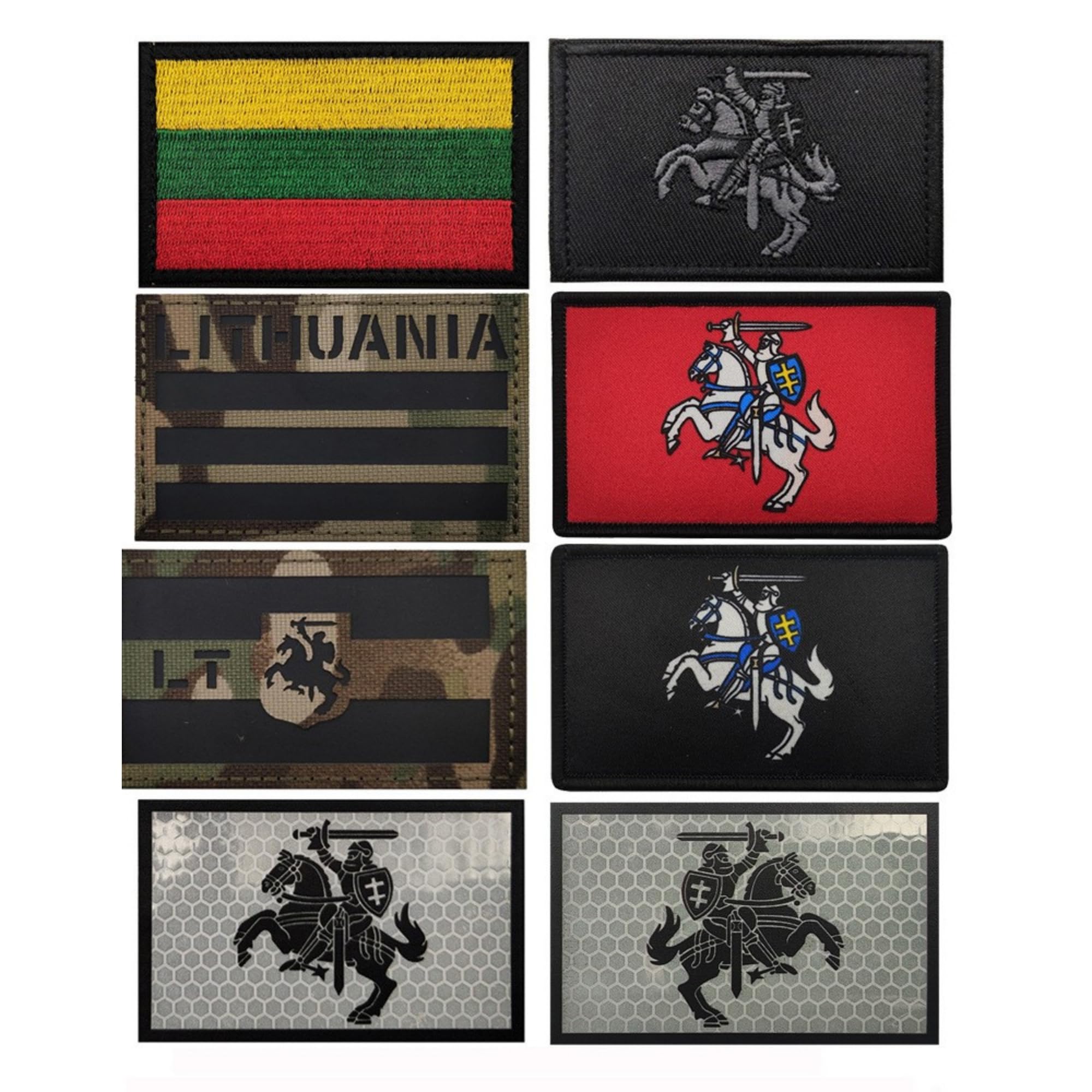 Lithuania Flag Embroidered Patch with Knight Emblem, Hook and Loop Backing, 3.15 x 1.97 Inches, 4 Pack - Image 7
