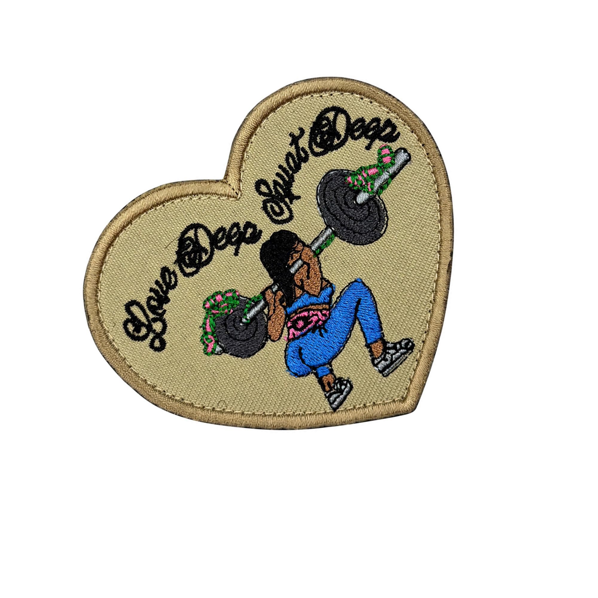 Love Deep Squat Deep Heart-Shaped Weightlifting Patch, Embroidered Design, Hook and Loop Backing, 2.76 x 3.15 inches, 2-Pack - Image 4