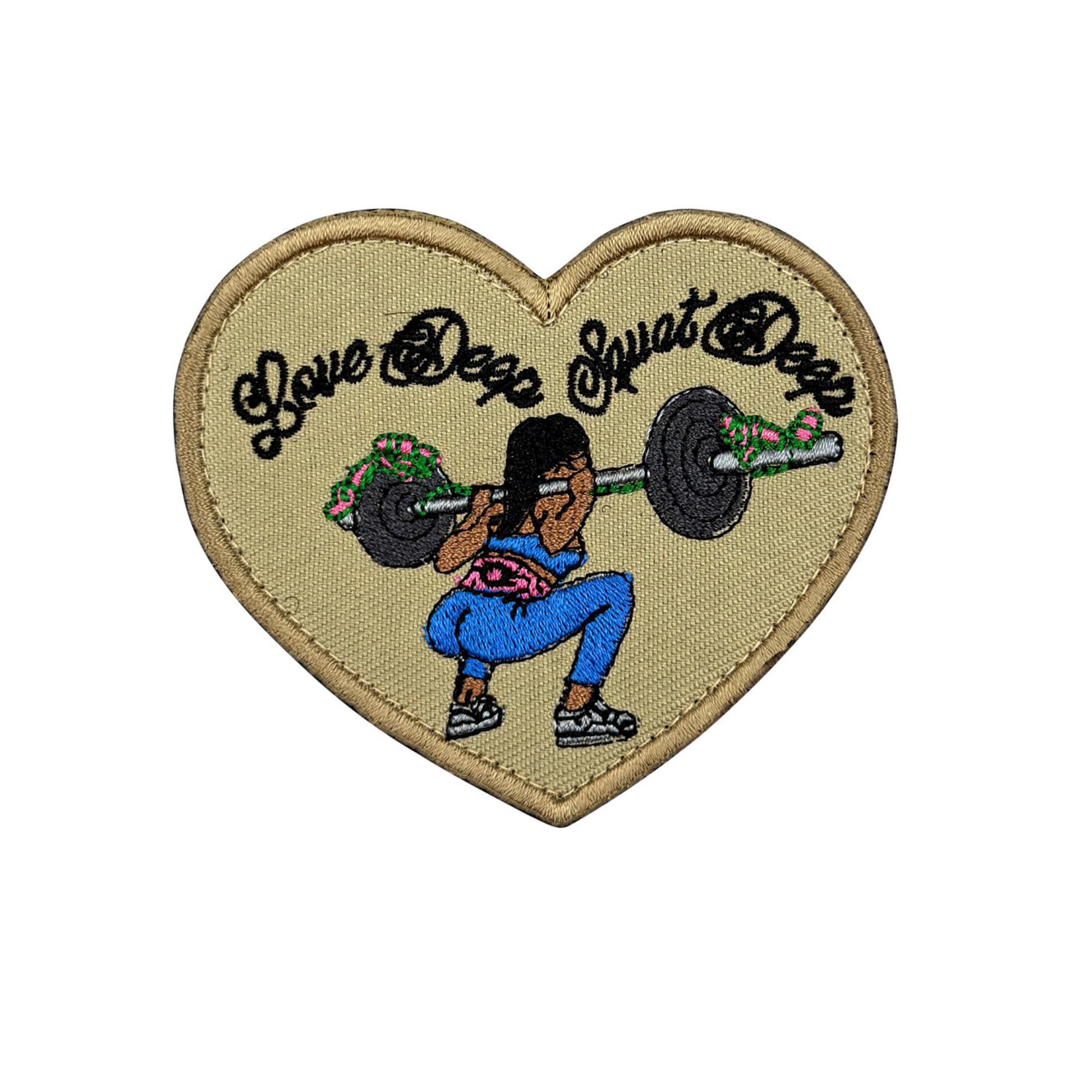 Love Deep Squat Deep Heart-Shaped Weightlifting Patch, Embroidered Design, Hook and Loop Backing, 2.76 x 3.15 inches, 2-Pack - Image 5