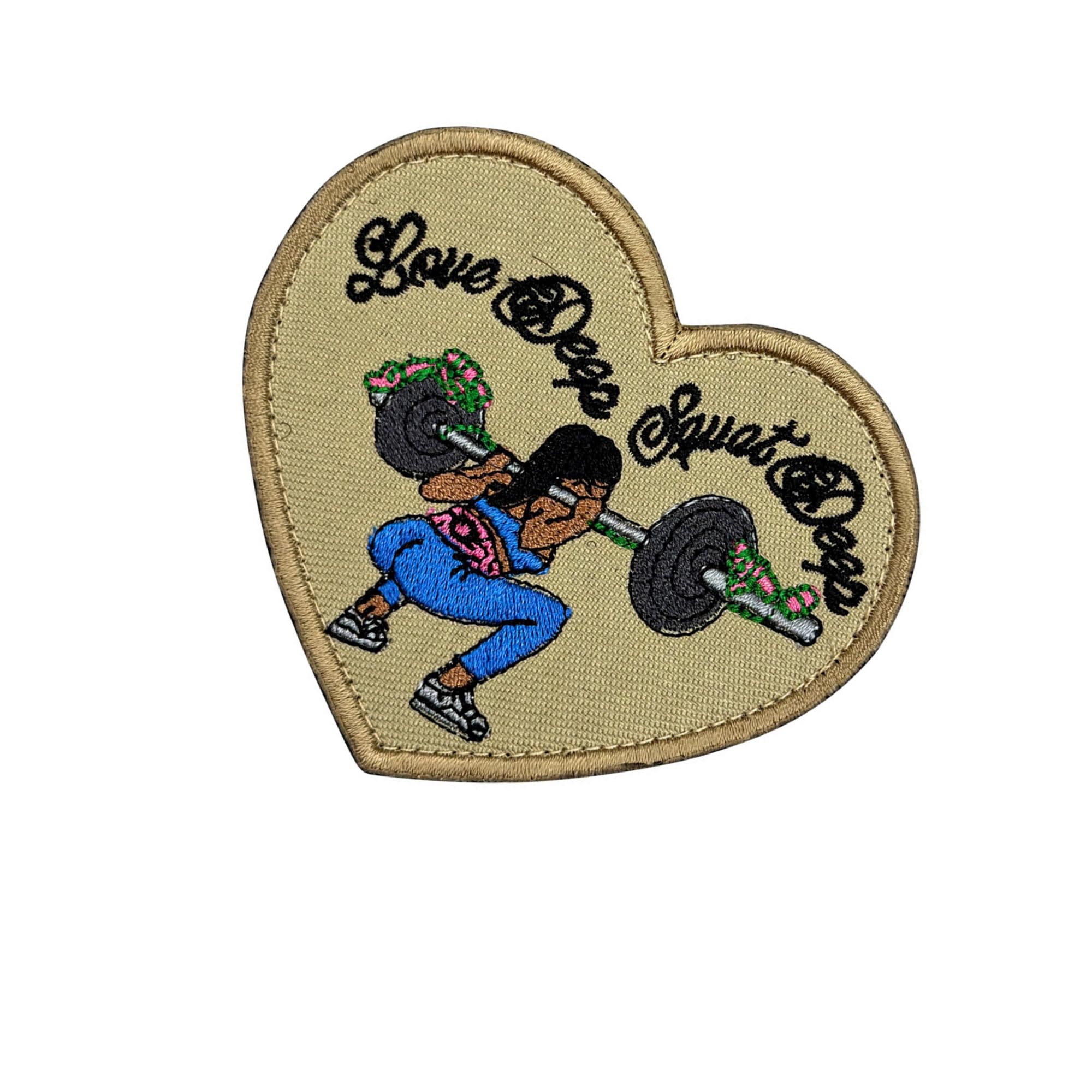 Love Deep Squat Deep Heart-Shaped Weightlifting Patch, Embroidered Design, Hook and Loop Backing, 2.76 x 3.15 inches, 2-Pack - Image 6