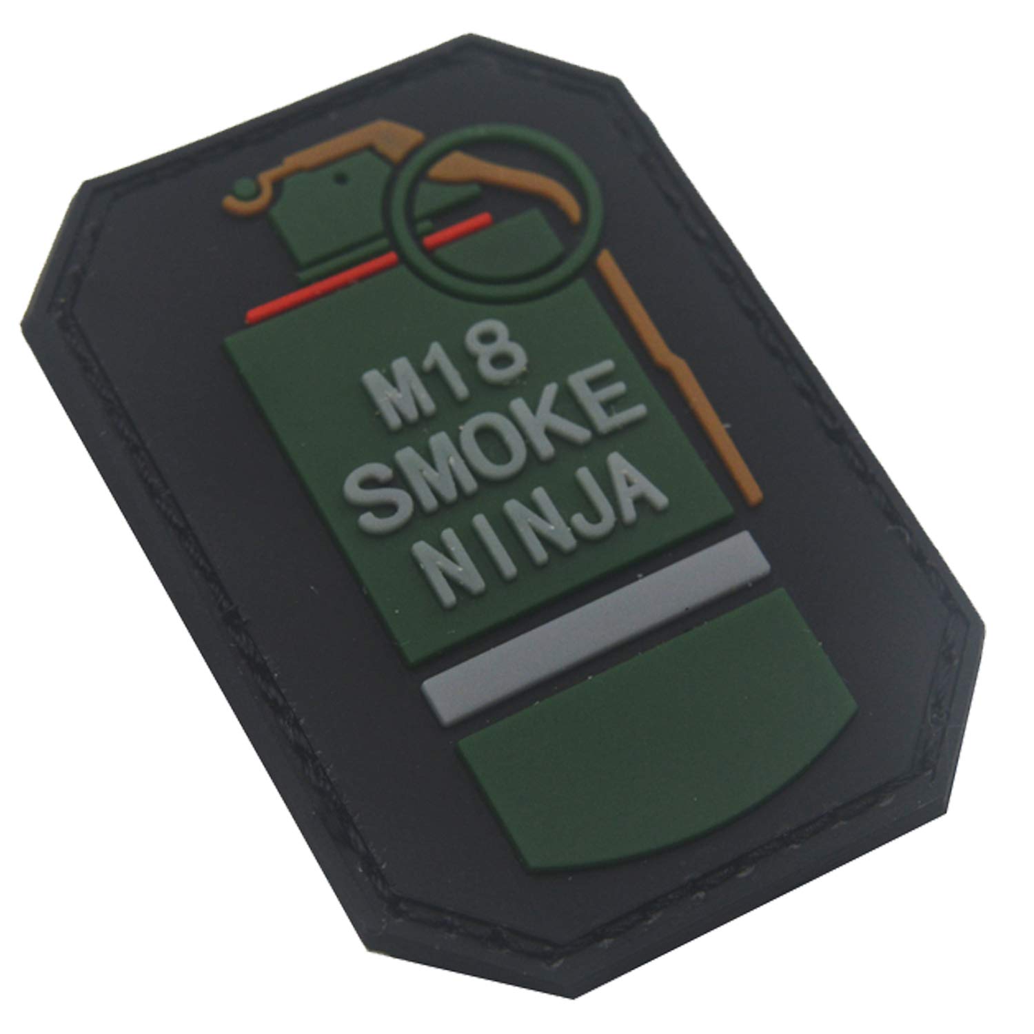 M18 Smoke Ninja, M67 Frag Delay S-93H066-04, ONE Size FITS All Bullet Logo, Gun 3D PVC Tactical Morale Badge Rubber Patch and American US Flag Hook Patch 5PCS - Image 8