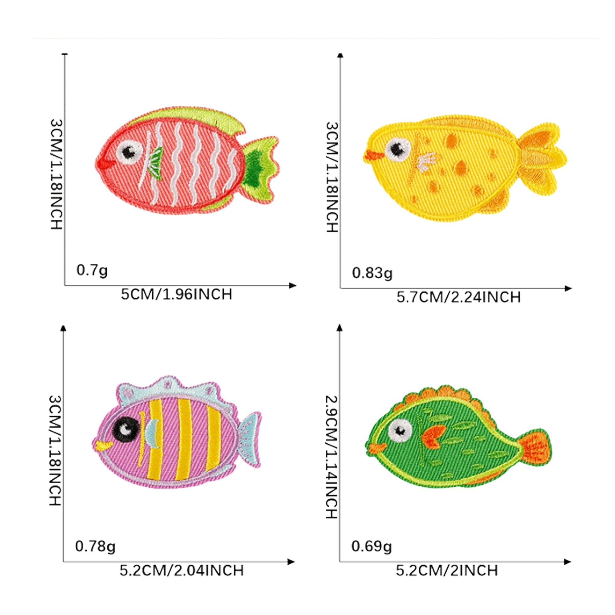 Marine Animal Iron-On Patches, Fish and Crab Embroidered Appliques, Decorative Clothing Accessories, 16 Pieces - Image 2