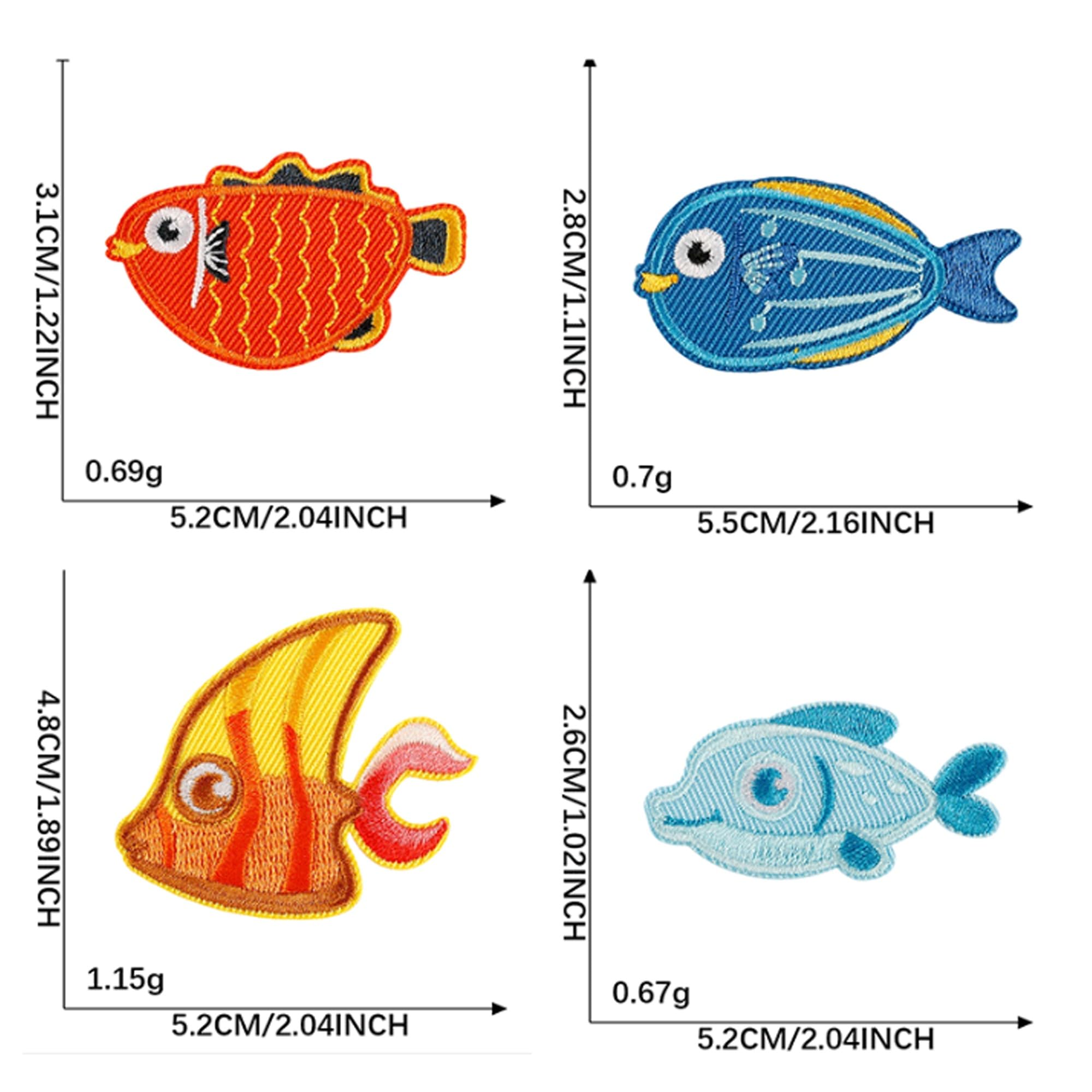 Marine Animal Iron-On Patches, Fish and Crab Embroidered Appliques, Decorative Clothing Accessories, 16 Pieces - Image 4