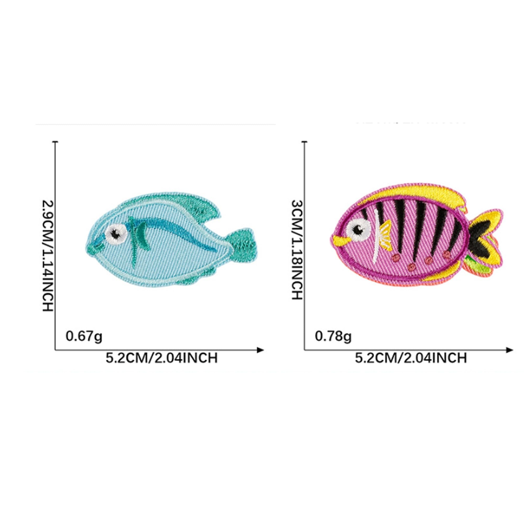 Marine Animal Iron-On Patches, Fish and Crab Embroidered Appliques, Decorative Clothing Accessories, 16 Pieces - Image 5