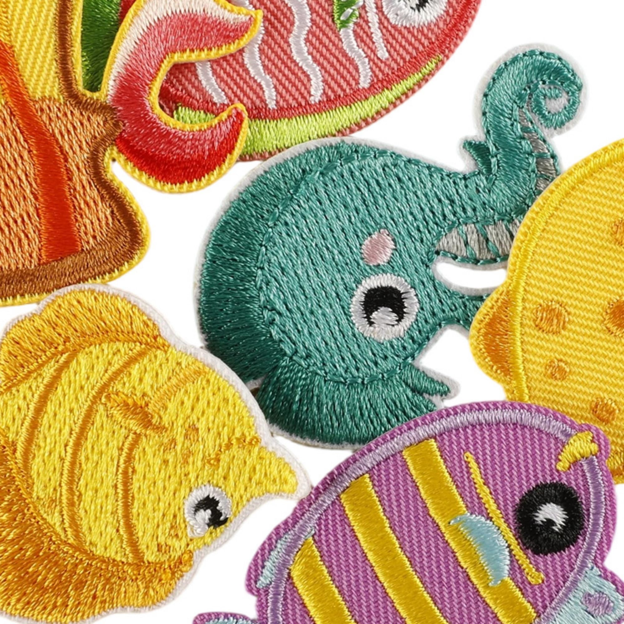 Marine Animal Iron-On Patches, Fish and Crab Embroidered Appliques, Decorative Clothing Accessories, 16 Pieces - Image 7