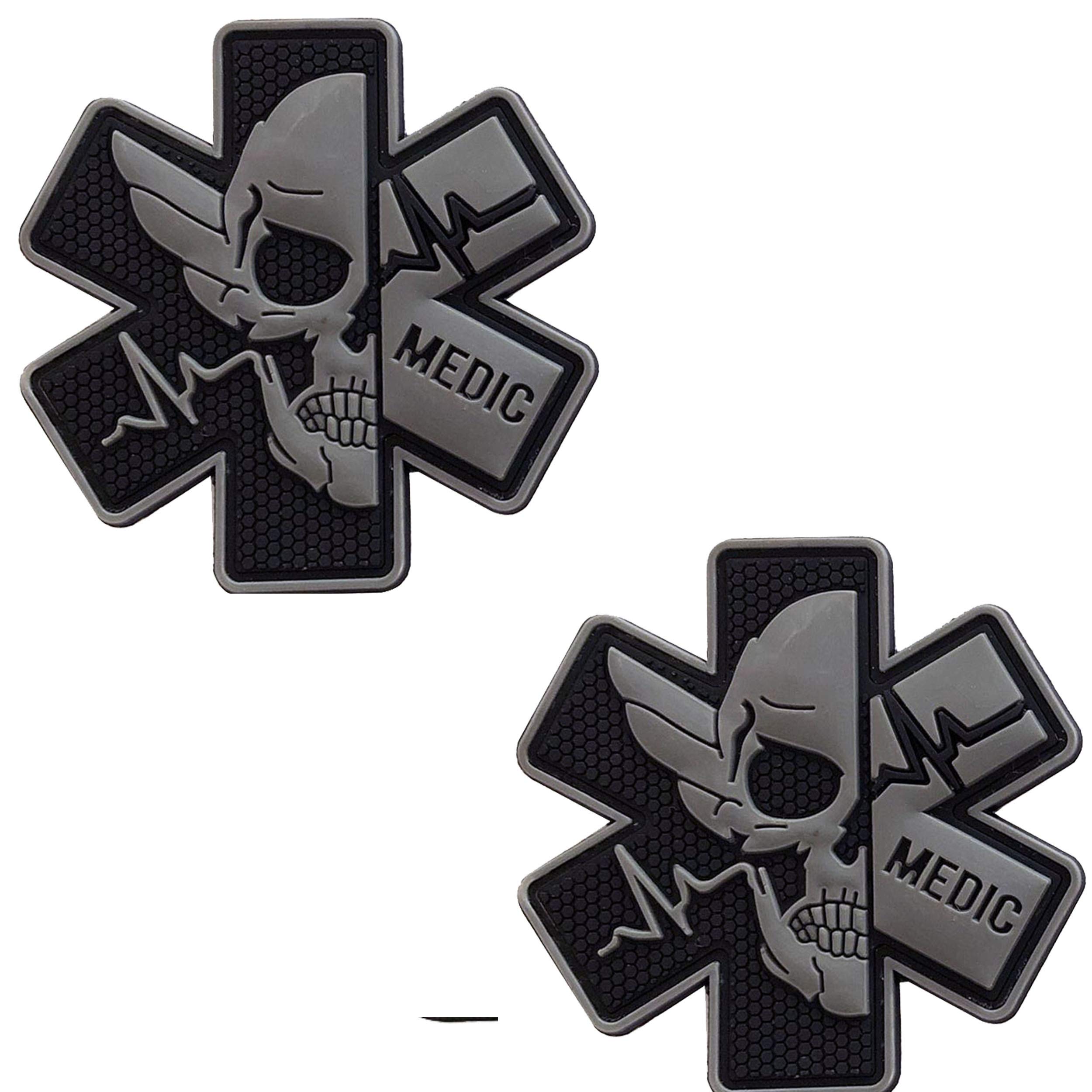 Medic Rubber 3D PVC Patch Medical Paramedic Tactical Badge Patches Hook Fasteners Backing 2.95 x 2.95 Inch Bubble of 2 Pieces