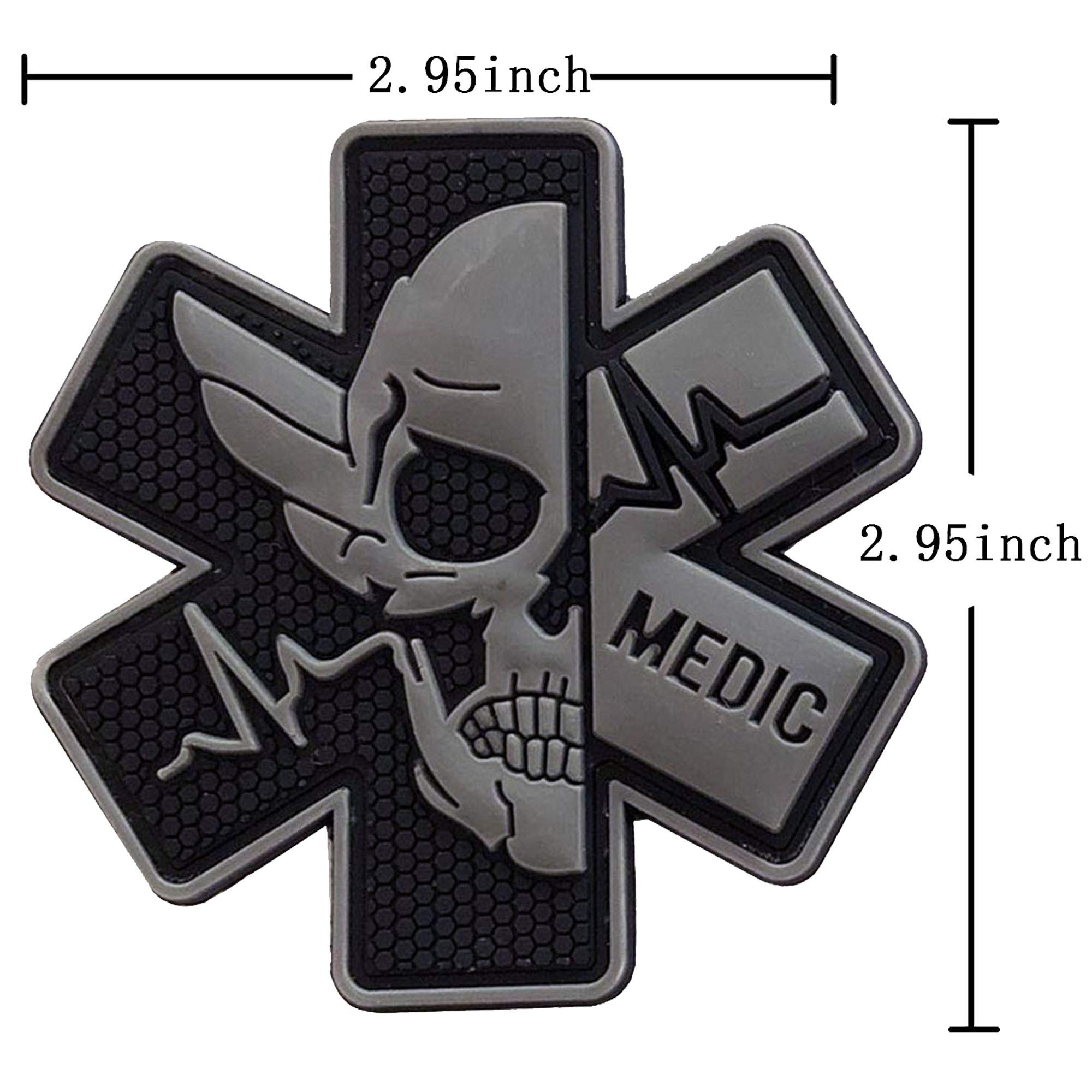 Medic Rubber 3D PVC Patch Medical Paramedic Tactical Badge Patches Hook Fasteners Backing 2.95 x 2.95 Inch Bubble of 2 Pieces - Image 2