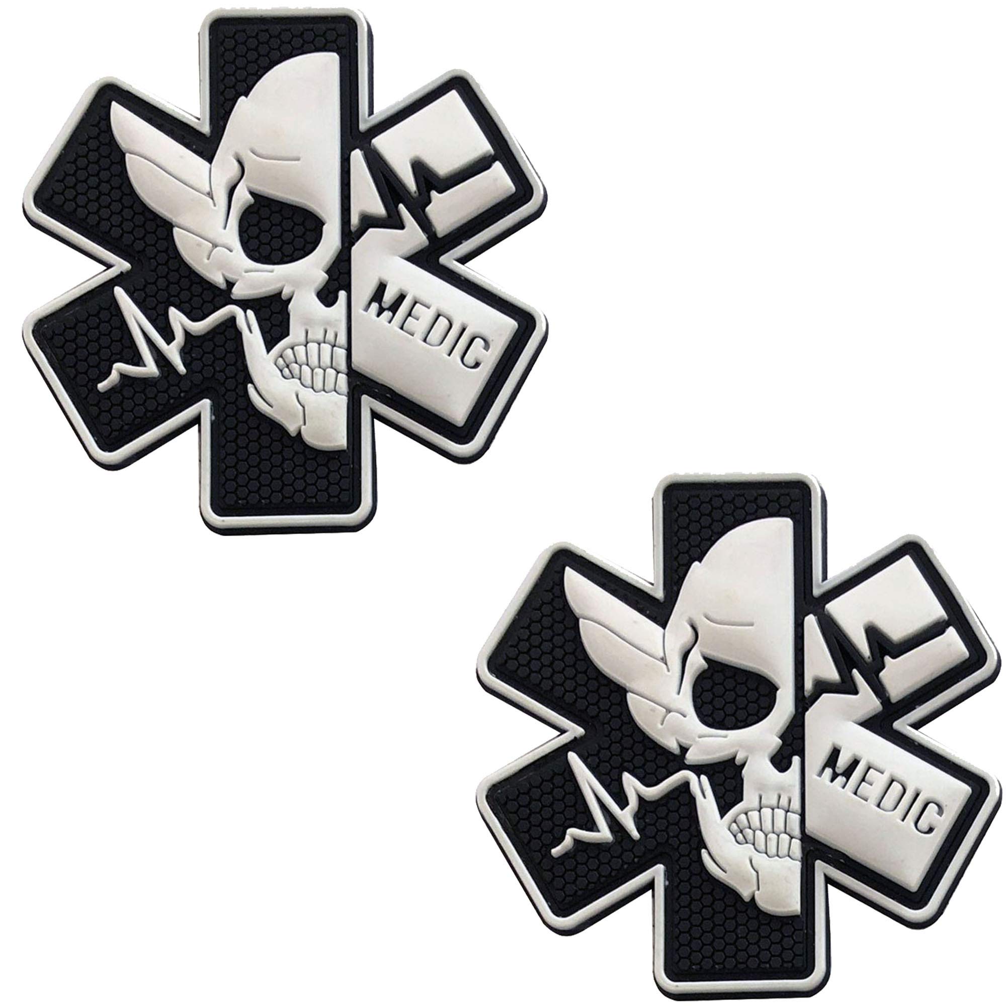 Medic Rubber 3D PVC Patch Medical Paramedic Tactical Morale Badge Patches Hook Fasteners Backing 2.95 x 2.95 Inch Bubble of 2 Pieces