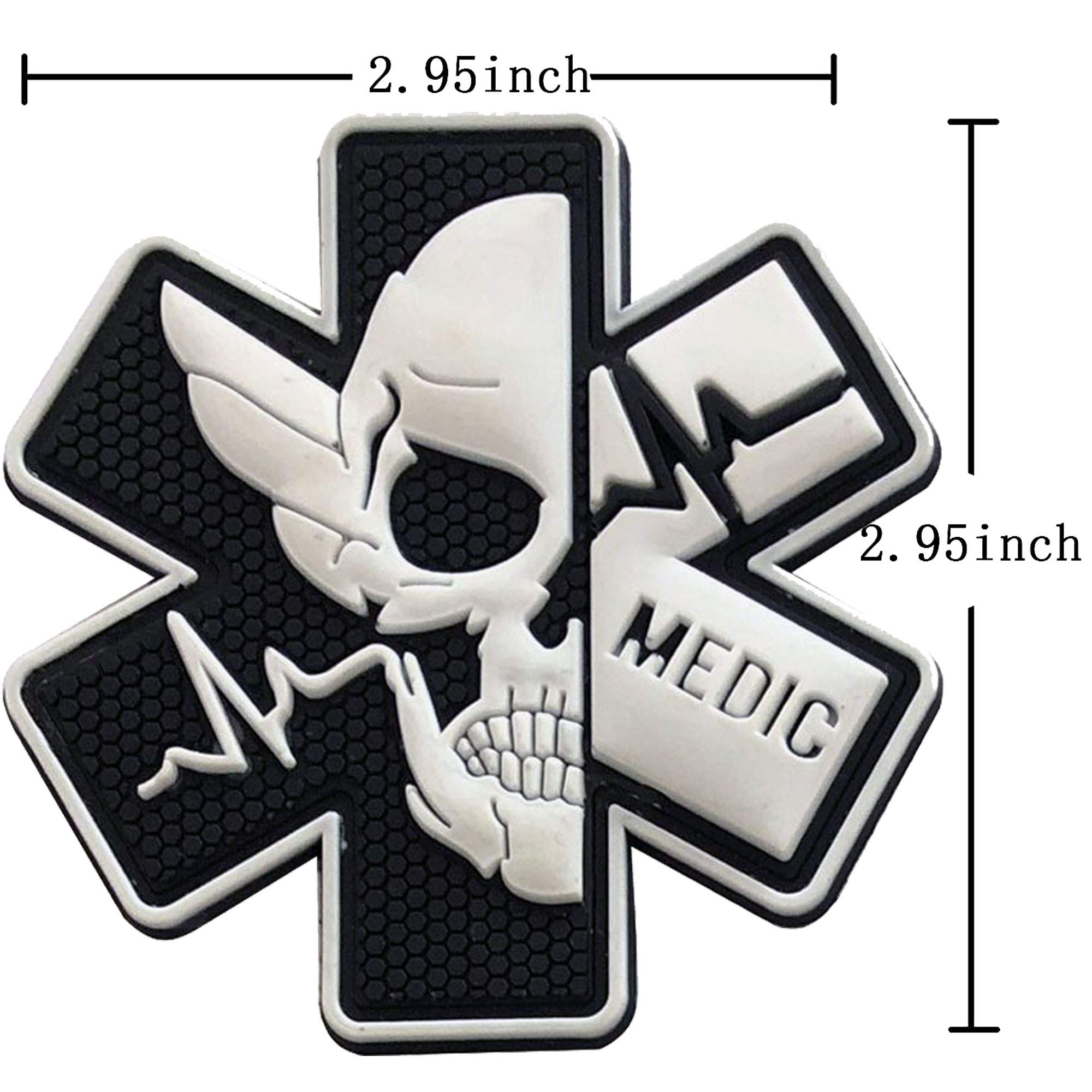 Medic Rubber 3D PVC Patch Medical Paramedic Tactical Morale Badge Patches Hook Fasteners Backing 2.95 x 2.95 Inch Bubble of 2 Pieces - Image 3
