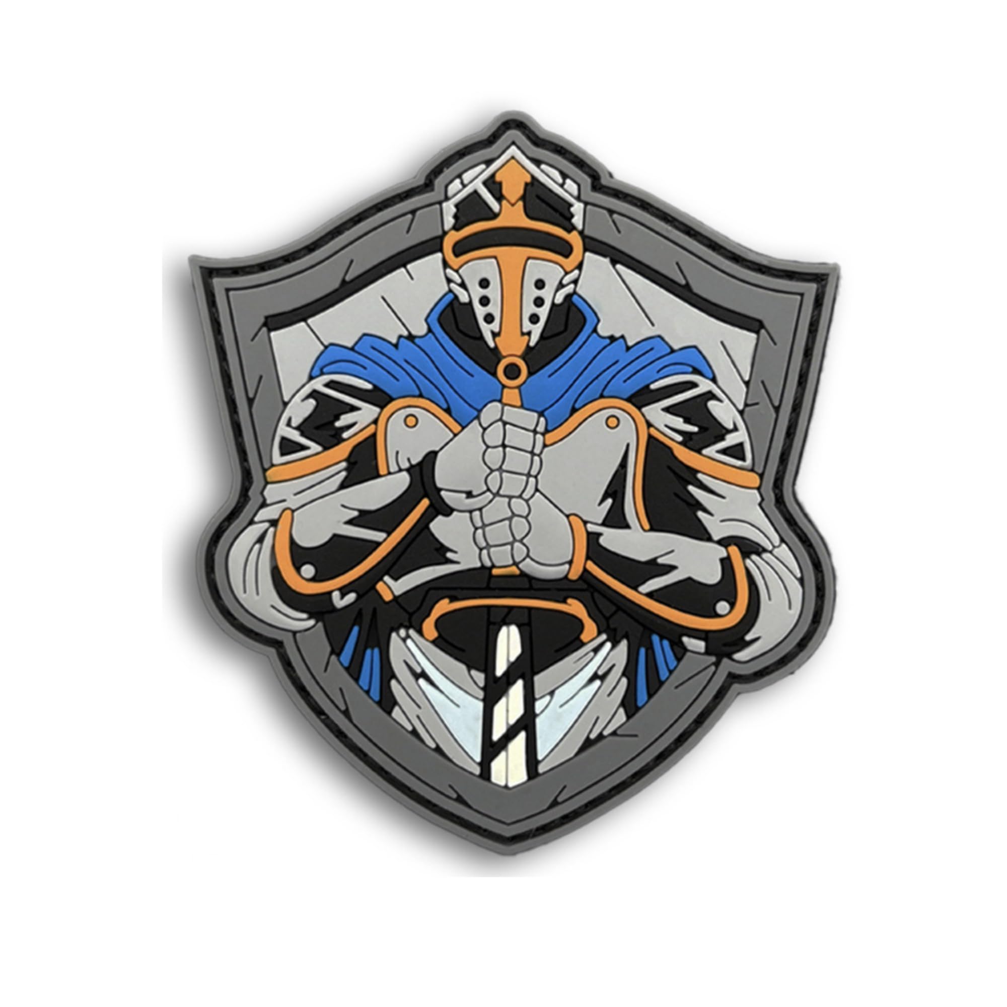 Medieval Knight PVC Morale Patch, Shield Design with Hook and Loop Backing, 3.15 x 3.54 Inch, Tactical Badge for Backpacks