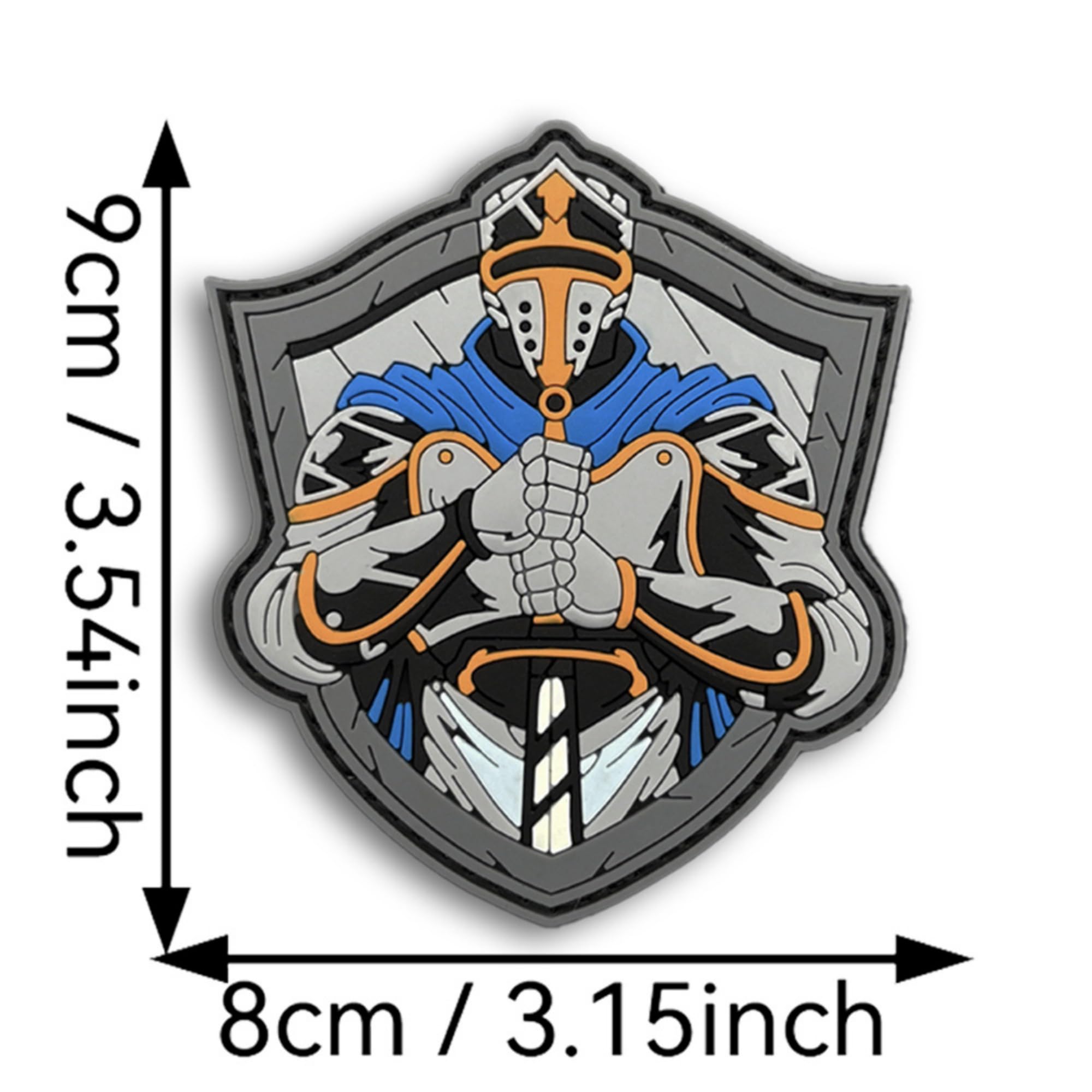 Medieval Knight PVC Morale Patch, Shield Design with Hook and Loop Backing, 3.15 x 3.54 Inch, Tactical Badge for Backpacks - Image 2