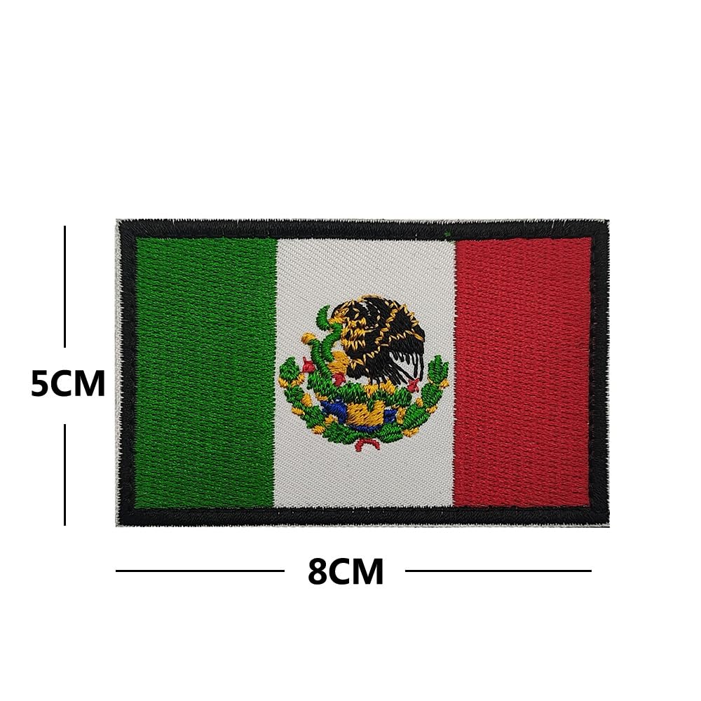 Mexican Flag Embroidered Tactical Patches, Mexico Flag Appliques, 2.95 x 2.36 Inch, Hook and Loop Backing, 2-Pack - Image 2
