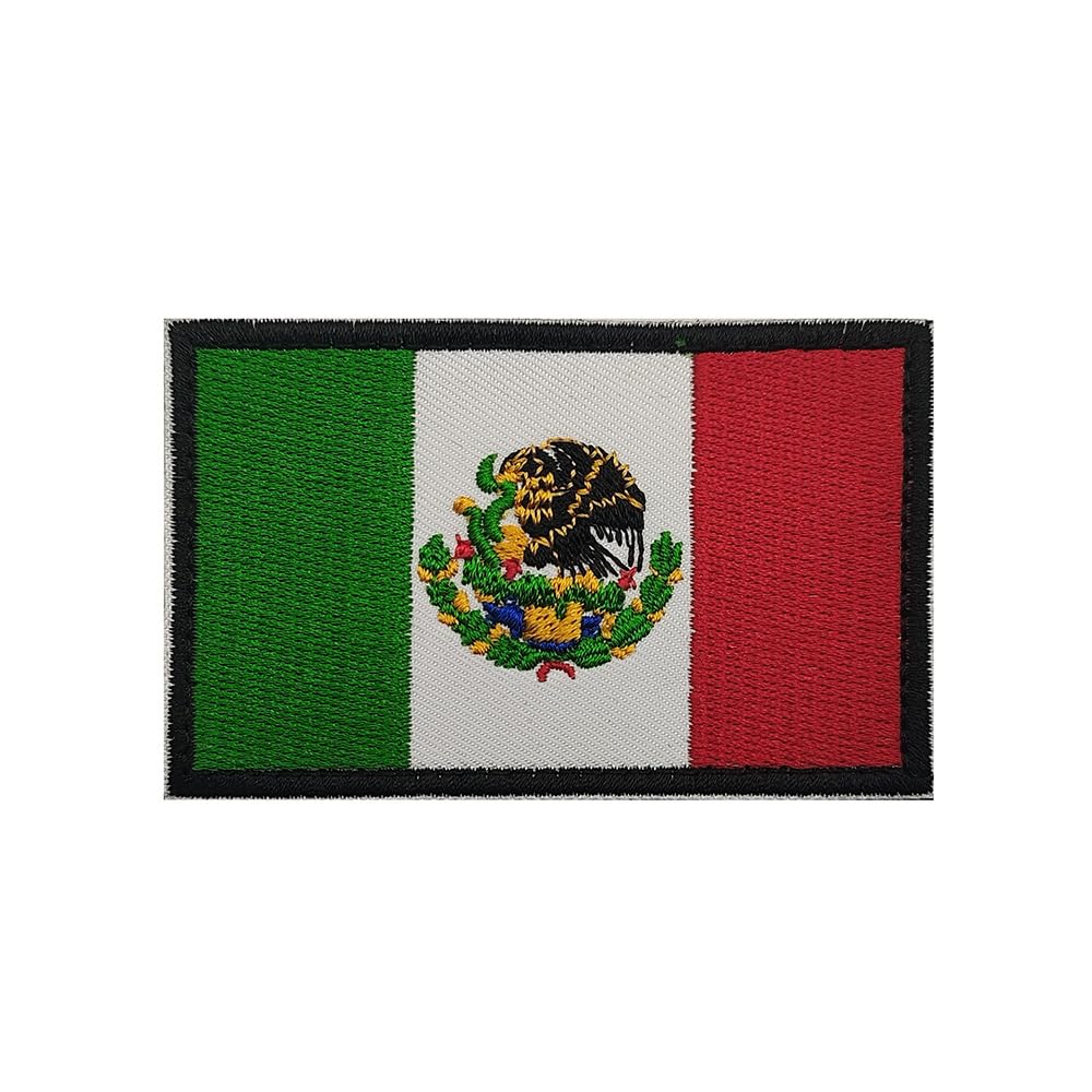 Mexican Flag Embroidered Tactical Patches, Mexico Flag Appliques, 2.95 x 2.36 Inch, Hook and Loop Backing, 2-Pack - Image 6