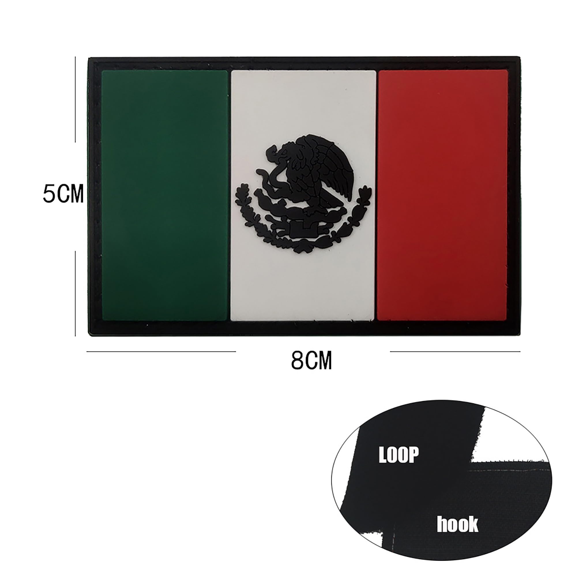Mexico Flag Morale PVC Rubber Patches Appliques, Mexican Flag Emblem Badges - Image 2