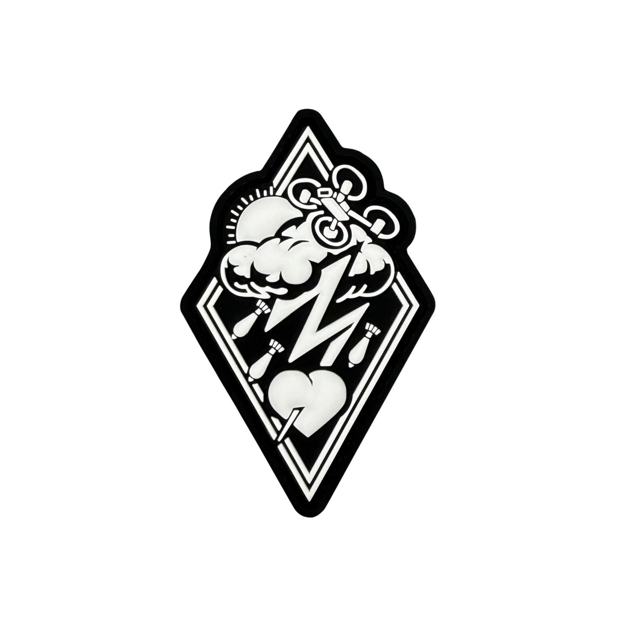 Military Drone Storm PVC Morale Patch, Hook and Loop Backing, 3.3 x 1.8 inches, Black and White Diamond Design