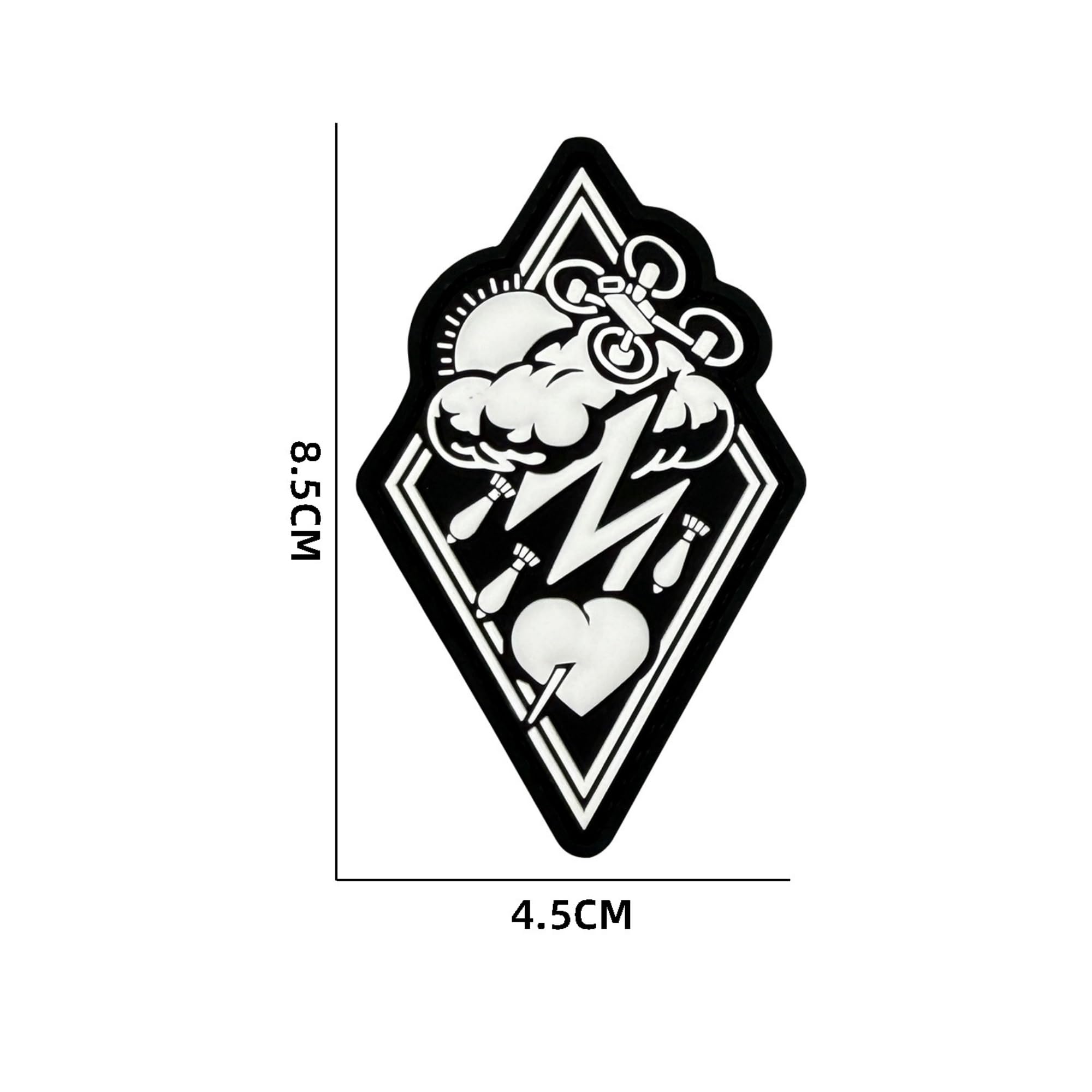Military Drone Storm PVC Morale Patch, Hook and Loop Backing, 3.3 x 1.8 inches, Black and White Diamond Design - Image 2