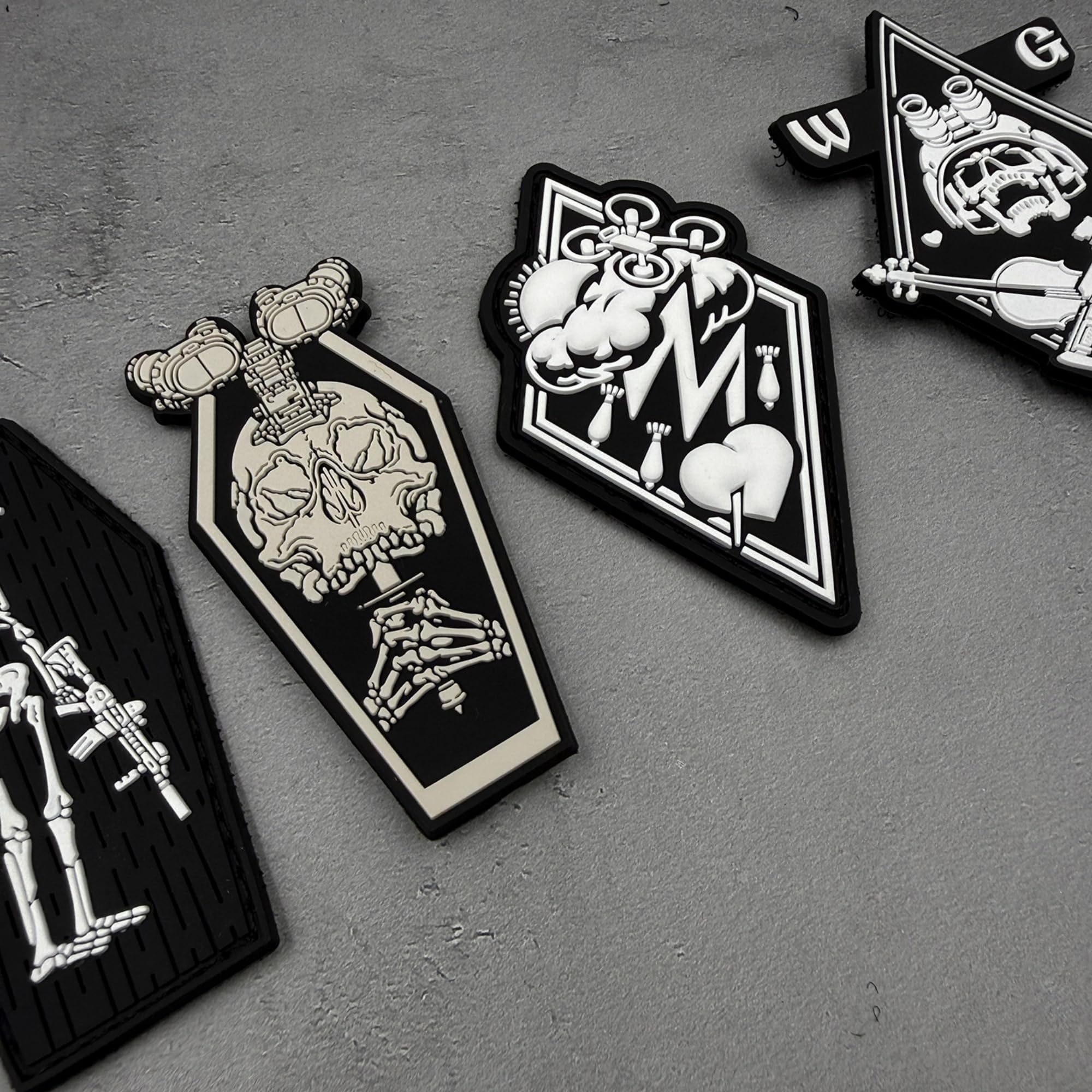 Military Drone Storm PVC Morale Patch, Hook and Loop Backing, 3.3 x 1.8 inches, Black and White Diamond Design - Image 5