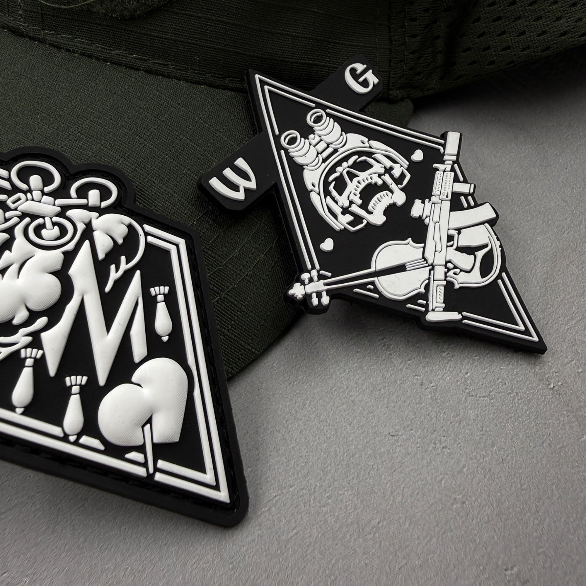 Military Drone Storm PVC Morale Patch, Hook and Loop Backing, 3.3 x 1.8 inches, Black and White Diamond Design - Image 6