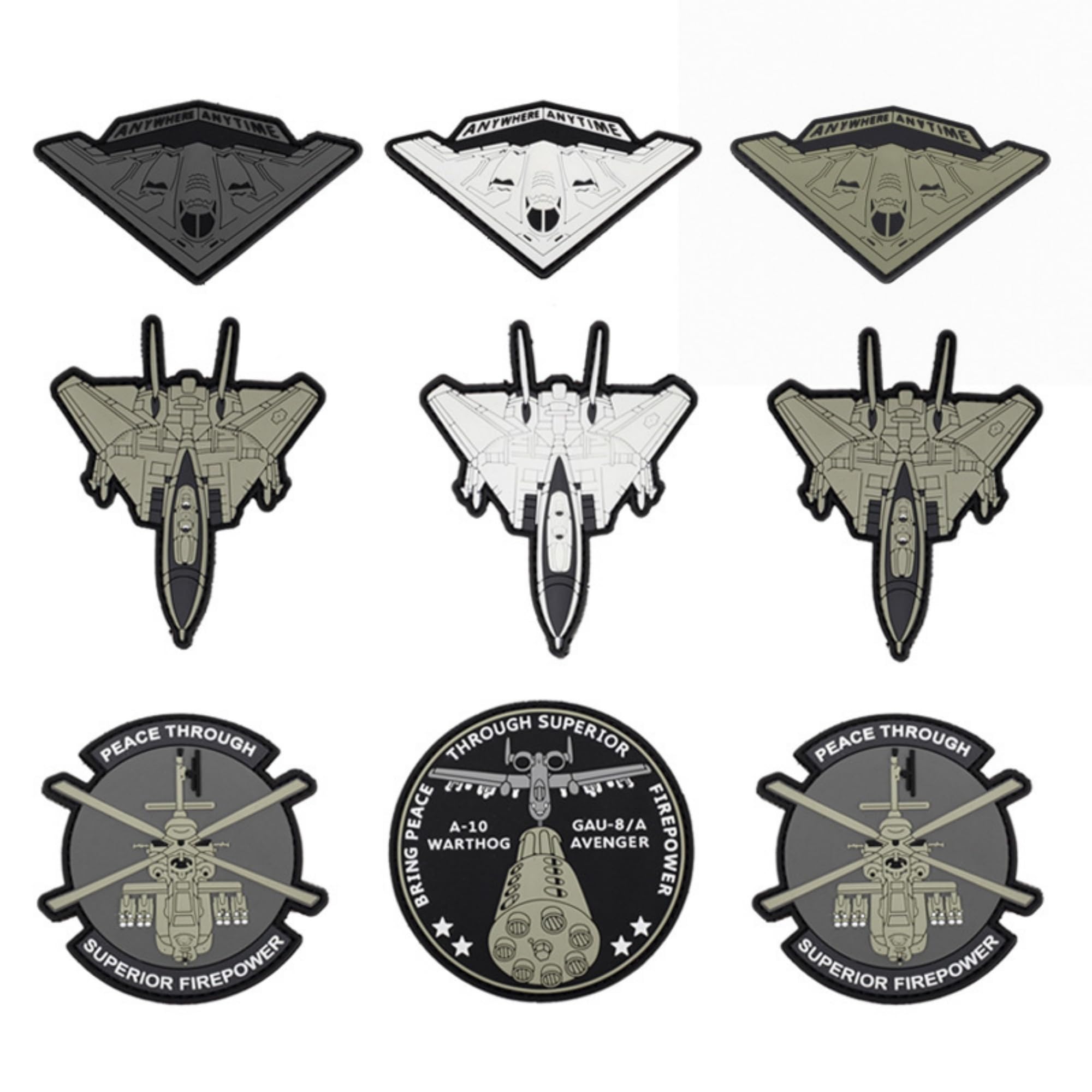 Military Fighter Jet PVC Morale Patches, 3.9 x 3.3 Inches, Tactical Hook and Loop Badges, 2-Pack - Image 6