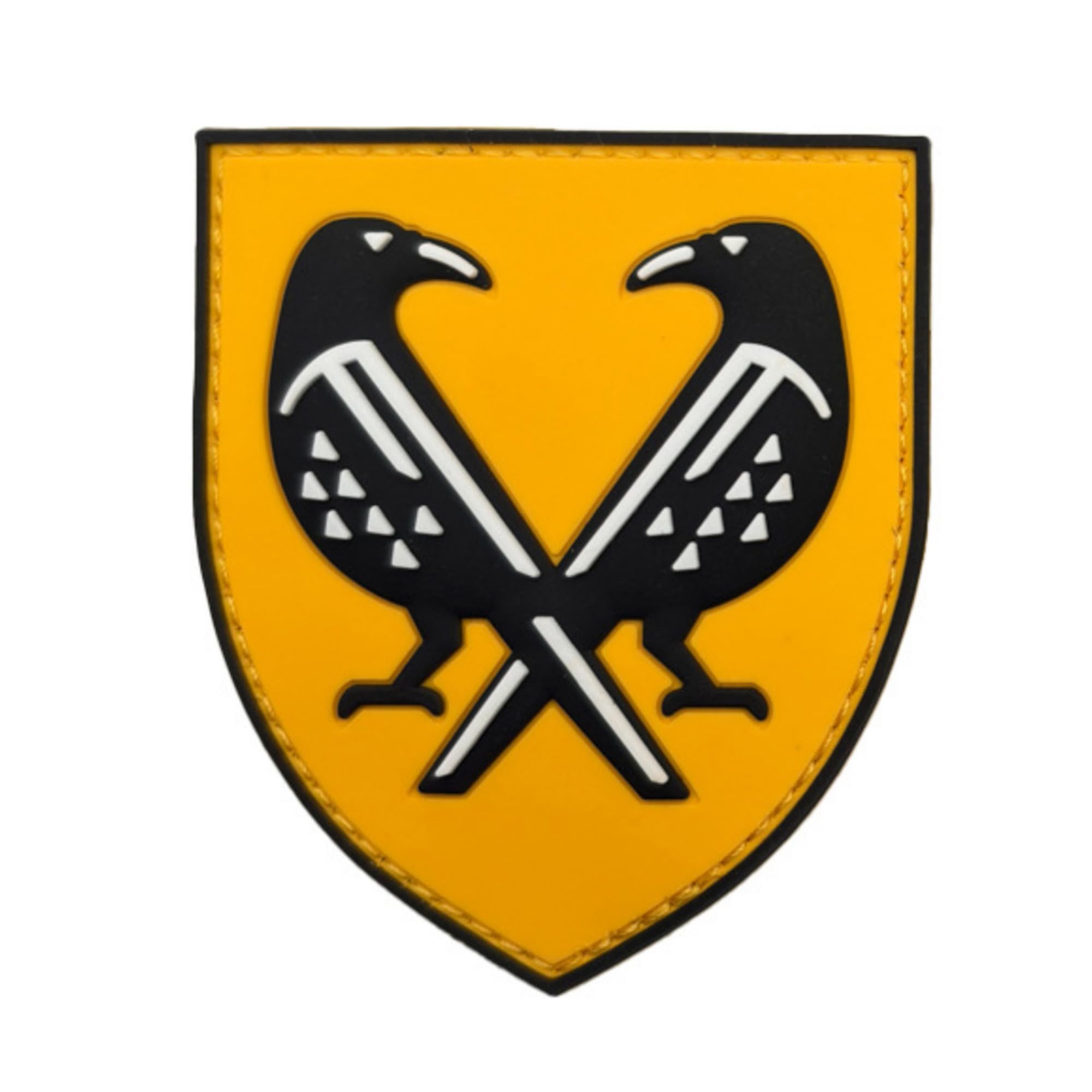 Military Shield Noctilucent PVC Morale Patch, Glow in Dark, 2.76x3.15 inches, Hook and Loop Backing, Yellow and Black
