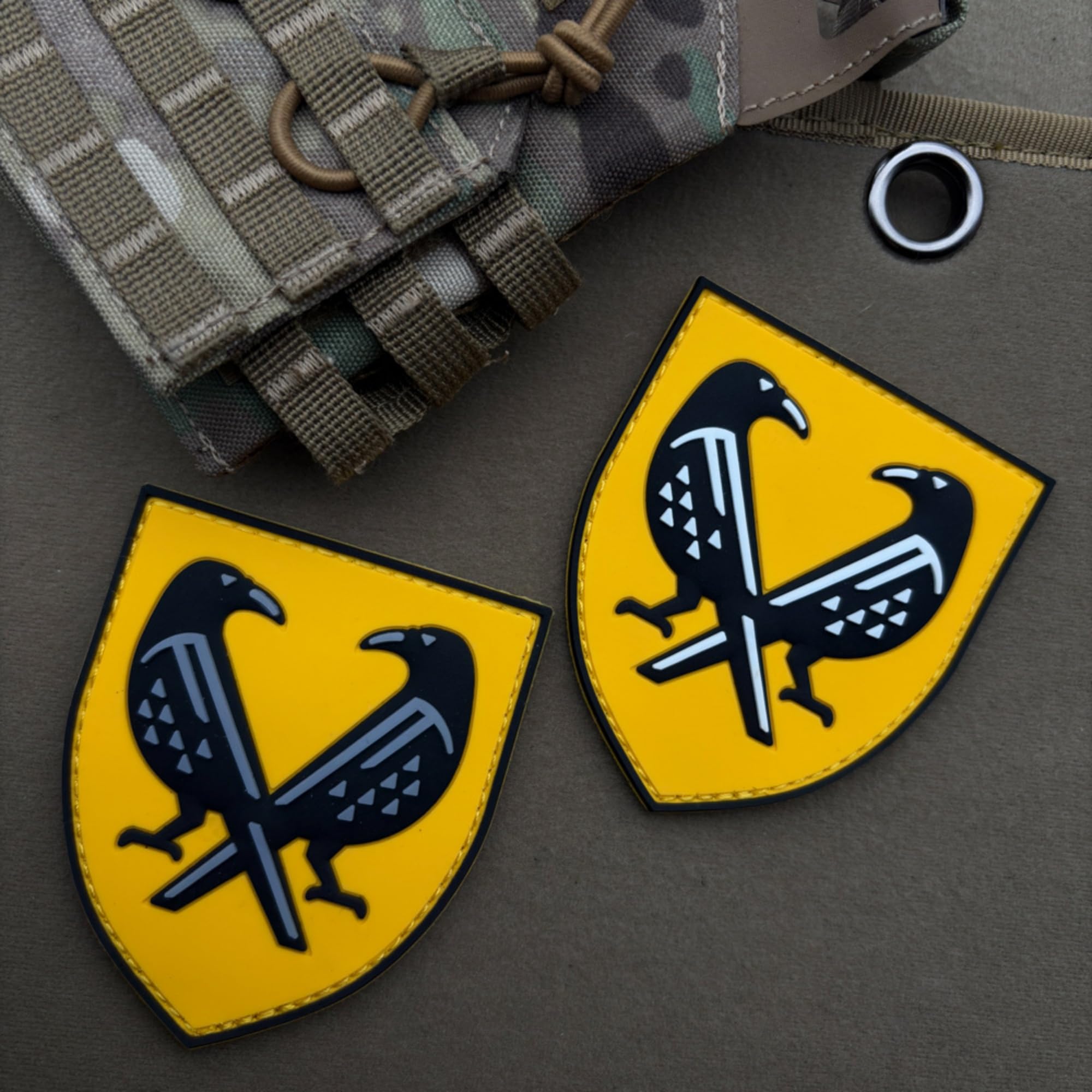 Military Shield Noctilucent PVC Morale Patch, Glow in Dark, 2.76x3.15 inches, Hook and Loop Backing, Yellow and Black - Image 4