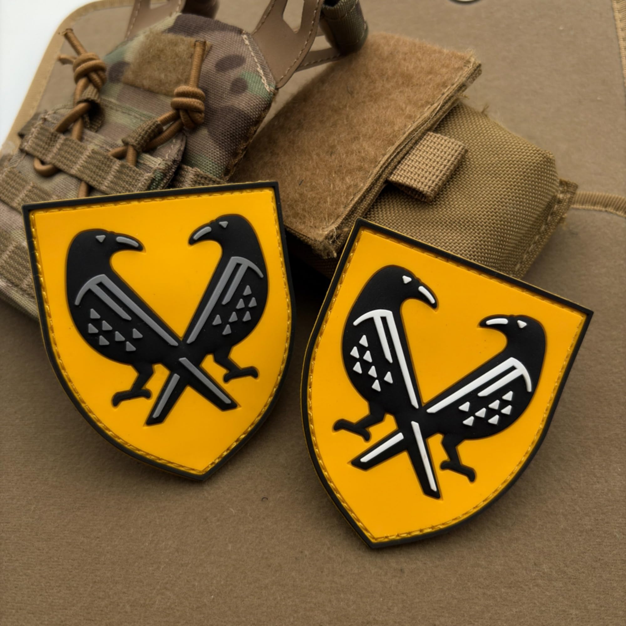 Military Shield Noctilucent PVC Morale Patch, Glow in Dark, 2.76x3.15 inches, Hook and Loop Backing, Yellow and Black - Image 6