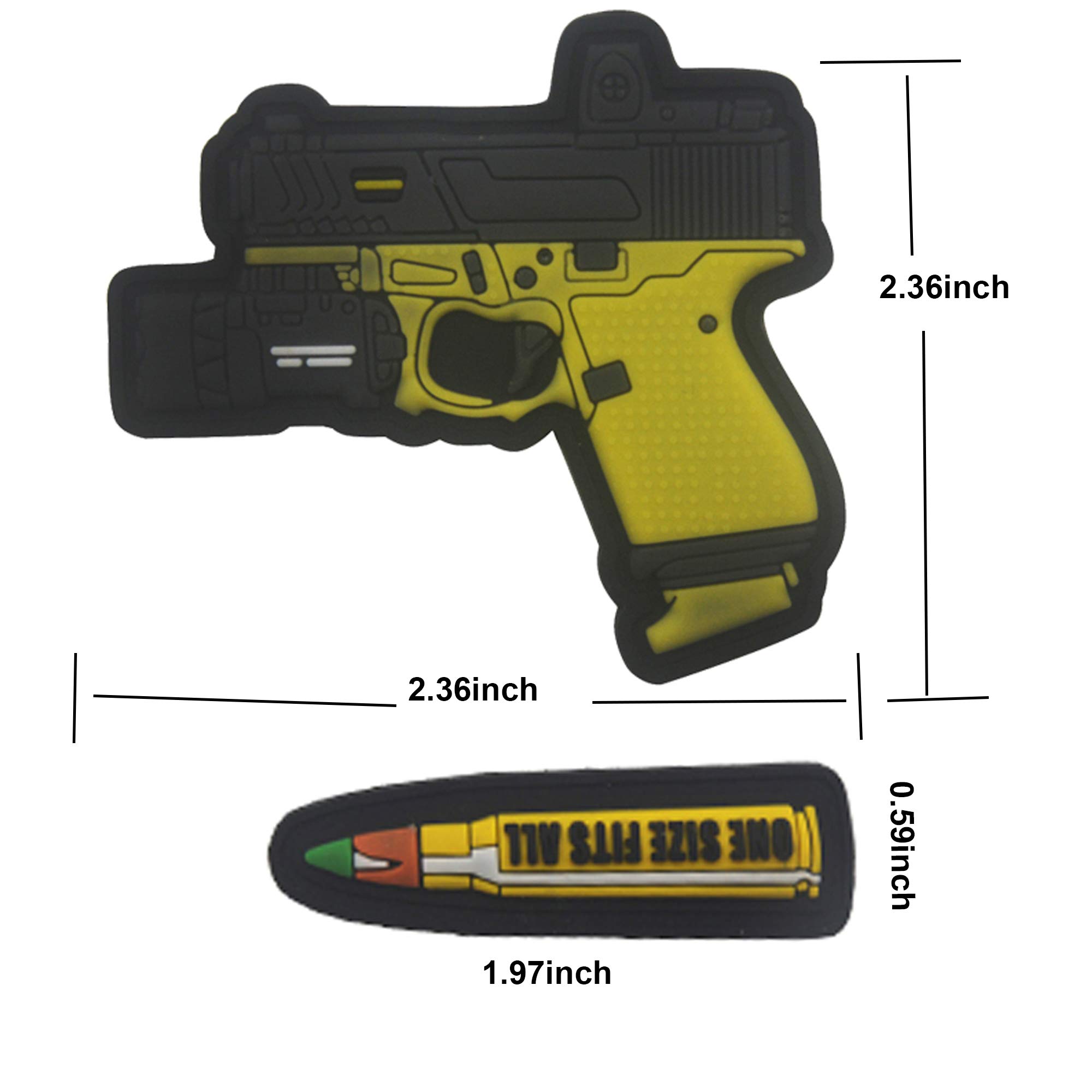 Mini Gun Bullet PVC Rubber Patch 3D Fastener Hook and Loop Backing Tactical Military Morale Patches Badges (Multi Color) - Image 3
