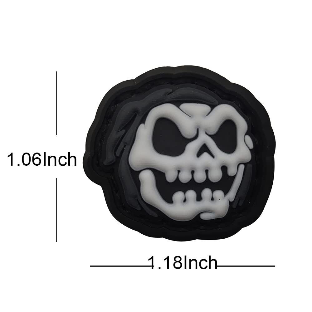 Mini Size Glowing in Dark Patches Skulls Heads Terrifying Skeleton PVC Rubber Morale Appliques Emblem Patch Badges Bundle of 3 Pieces - Image 2