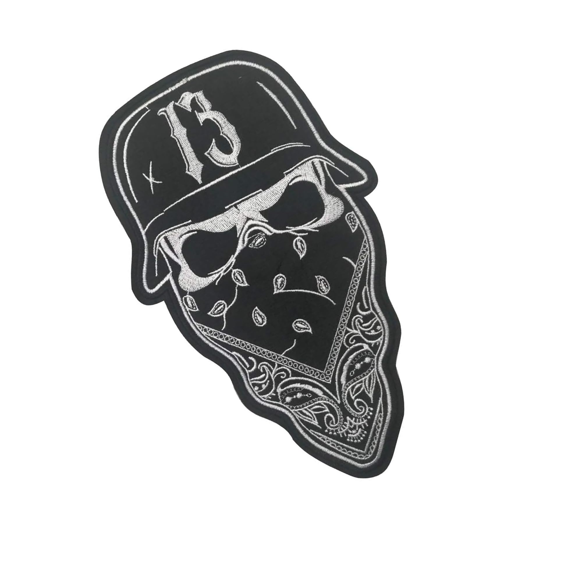 Motorcycle Biker Style Large Embroidered Patch Applique - Cool Skull 13 for Clothing MC Vest Jackets Backpacks 10.3 x 6.2inch Bubble 2 Pieces - Image 2