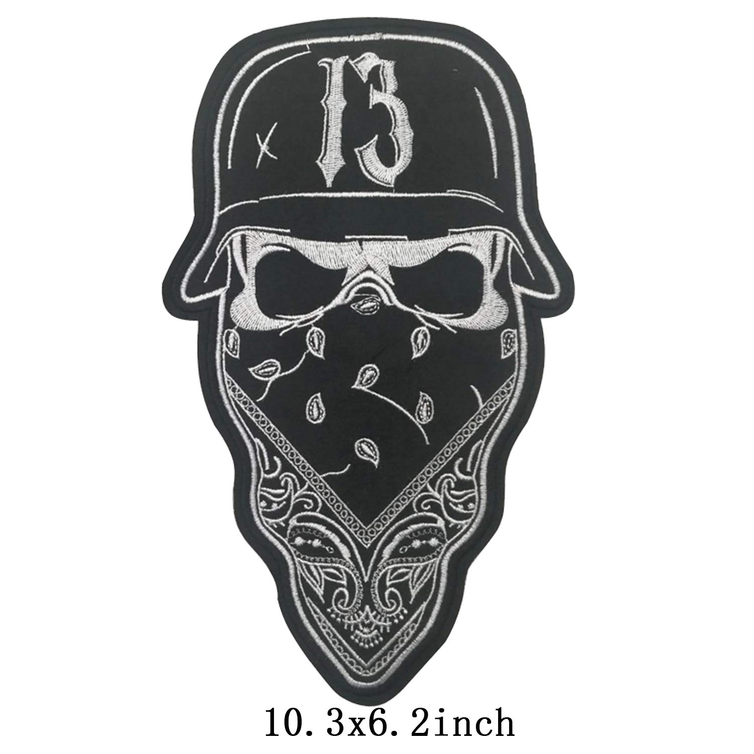 Motorcycle Biker Style Large Embroidered Patch Applique - Cool Skull 13 for Clothing MC Vest Jackets Backpacks 10.3 x 6.2inch Bubble 2 Pieces - Image 3