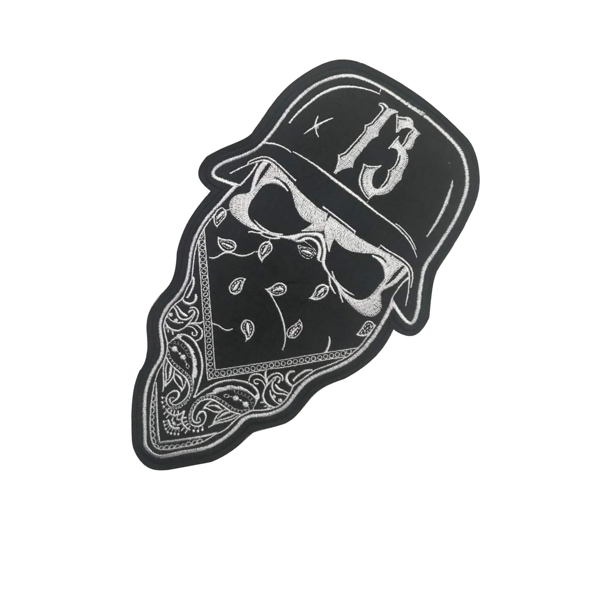 Motorcycle Biker Style Large Embroidered Patch Applique - Cool Skull 13 for Clothing MC Vest Jackets Backpacks 10.3 x 6.2inch Bubble 2 Pieces - Image 4
