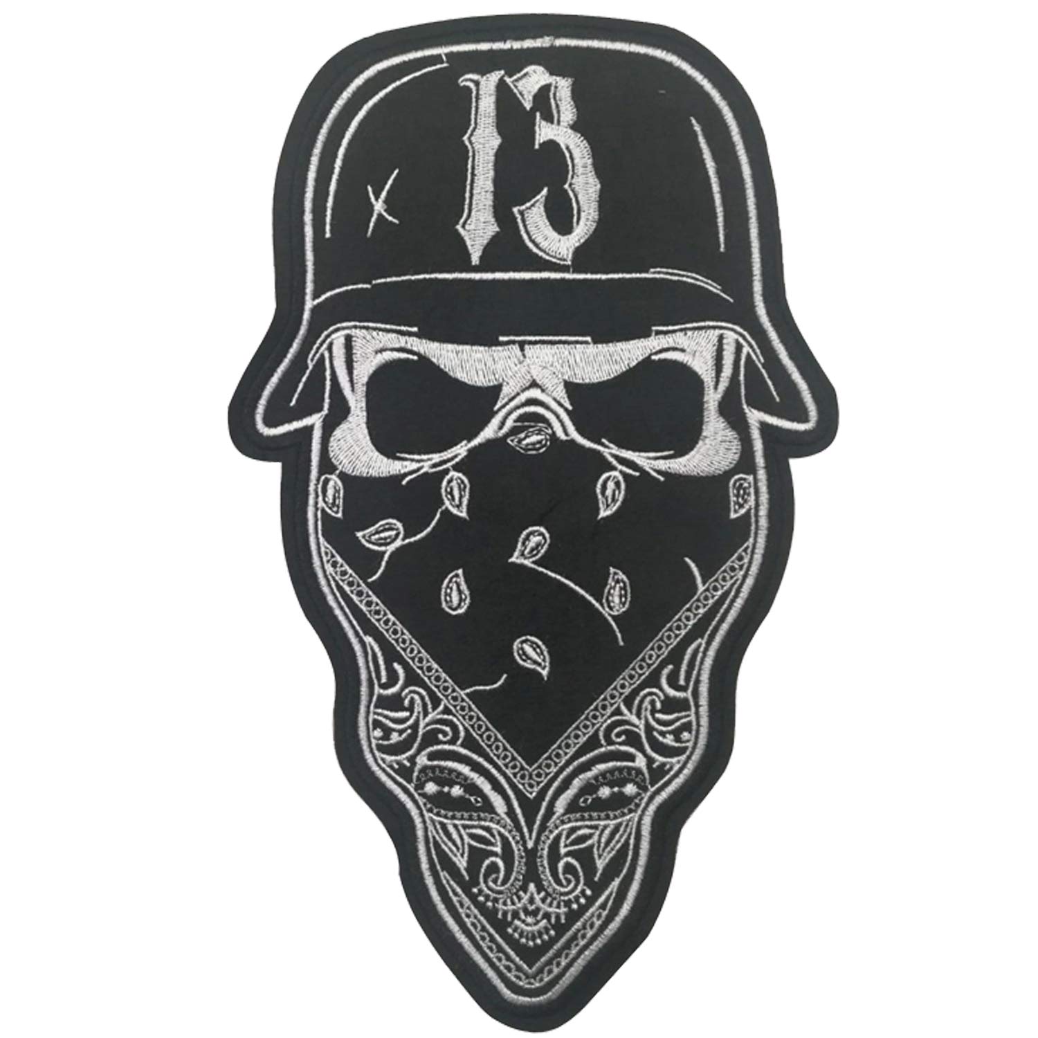Motorcycle Biker Style Large Embroidered Patch Applique - Cool Skull 13 for Clothing MC Vest Jackets Backpacks 10.3 x 6.2inch Bubble 2 Pieces - Image 5