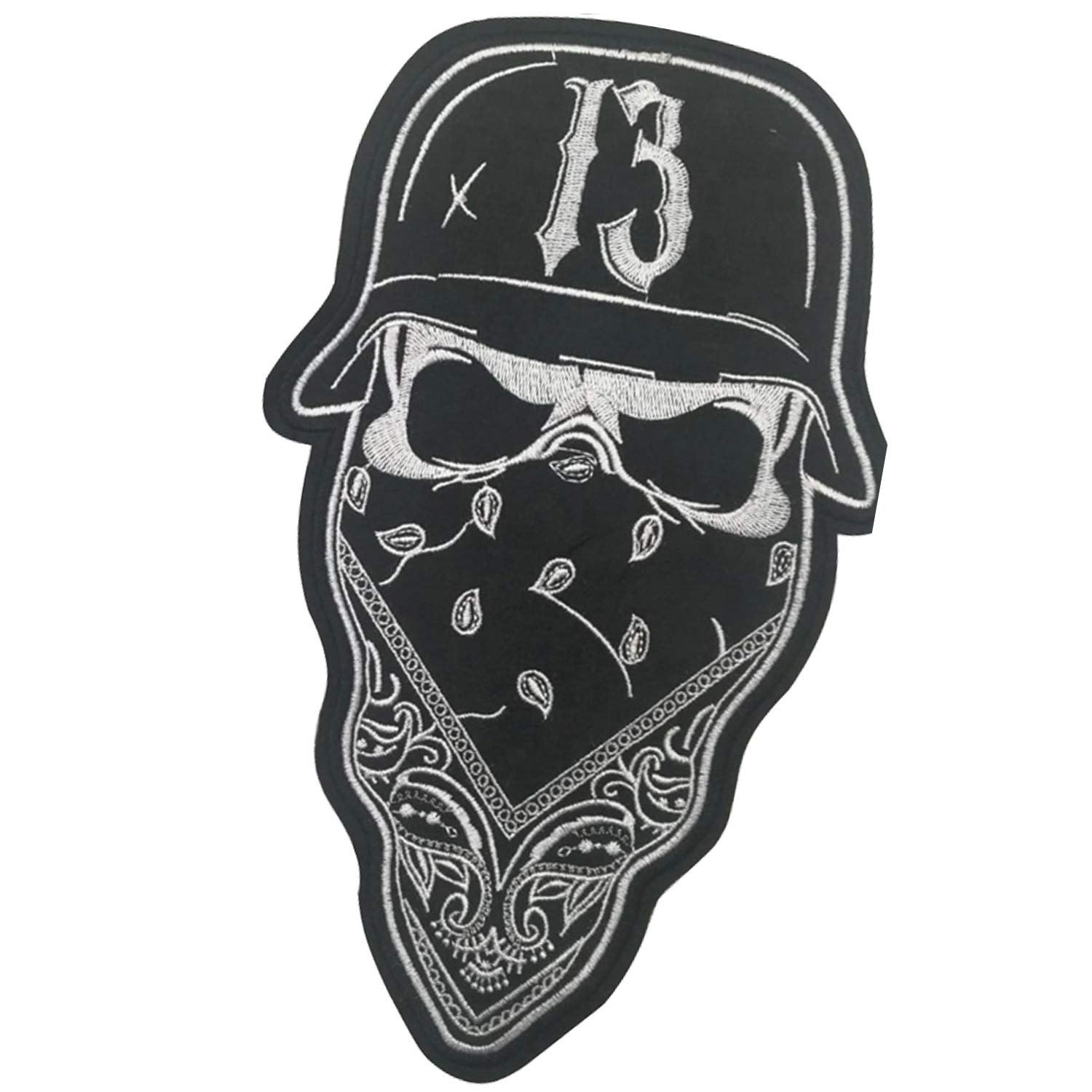 Motorcycle Biker Style Large Embroidered Patch Applique - Cool Skull 13 for Clothing MC Vest Jackets Backpacks 10.3 x 6.2inch Bubble 2 Pieces - Image 6